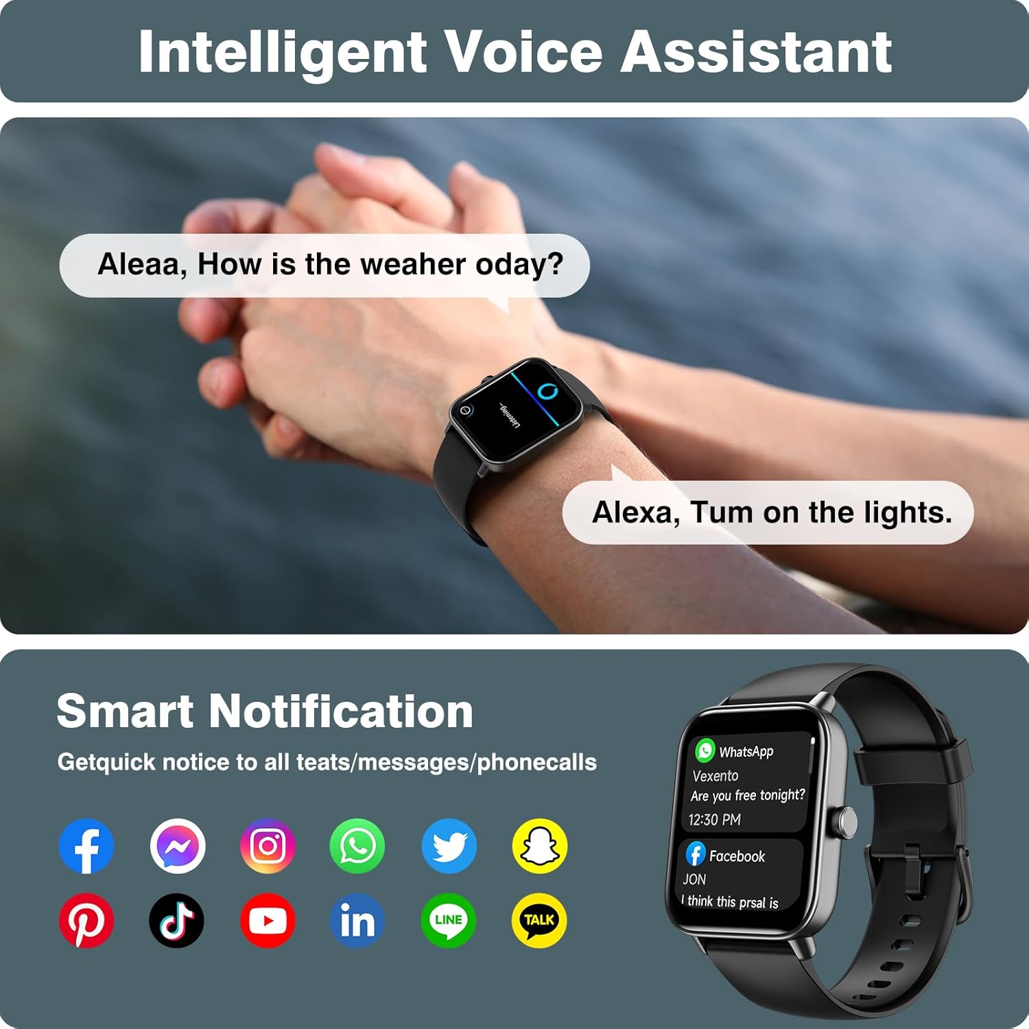 Best Smart Watch for Men & Women - Alexa Built-in, Call Function, Fitness Tracker, Heart Rate & SpO2 Monitor, IP68 Waterproof, 120+ Sports Modes 4 Product Image