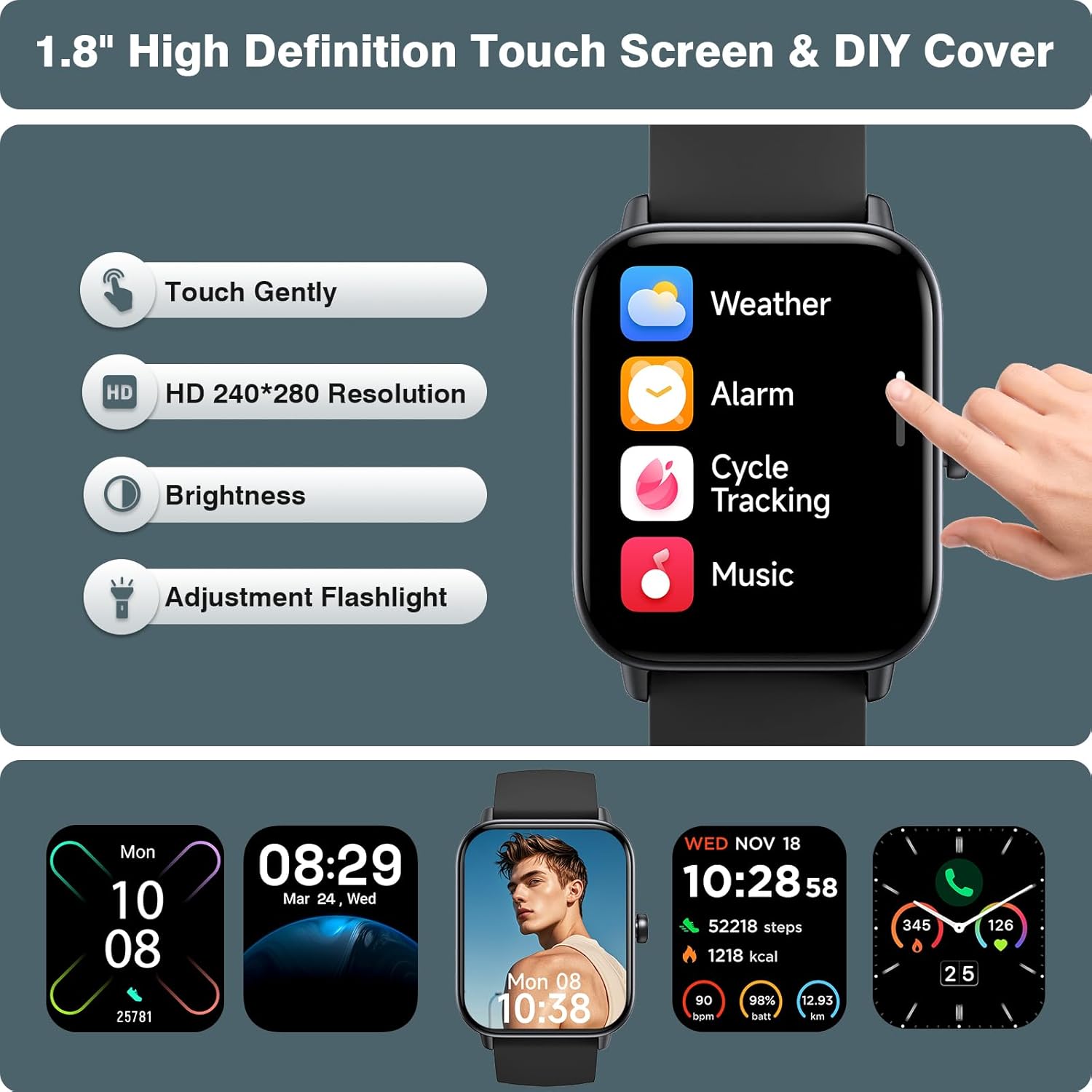 Best Smart Watch for Men & Women - Alexa Built-in, Call Function, Fitness Tracker, Heart Rate & SpO2 Monitor, IP68 Waterproof, 120+ Sports Modes 5 Product Image