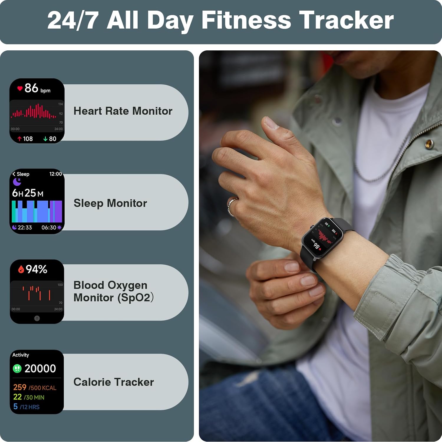 Best Smart Watch for Men & Women - Alexa Built-in, Call Function, Fitness Tracker, Heart Rate & SpO2 Monitor, IP68 Waterproof, 120+ Sports Modes 3 Product Image