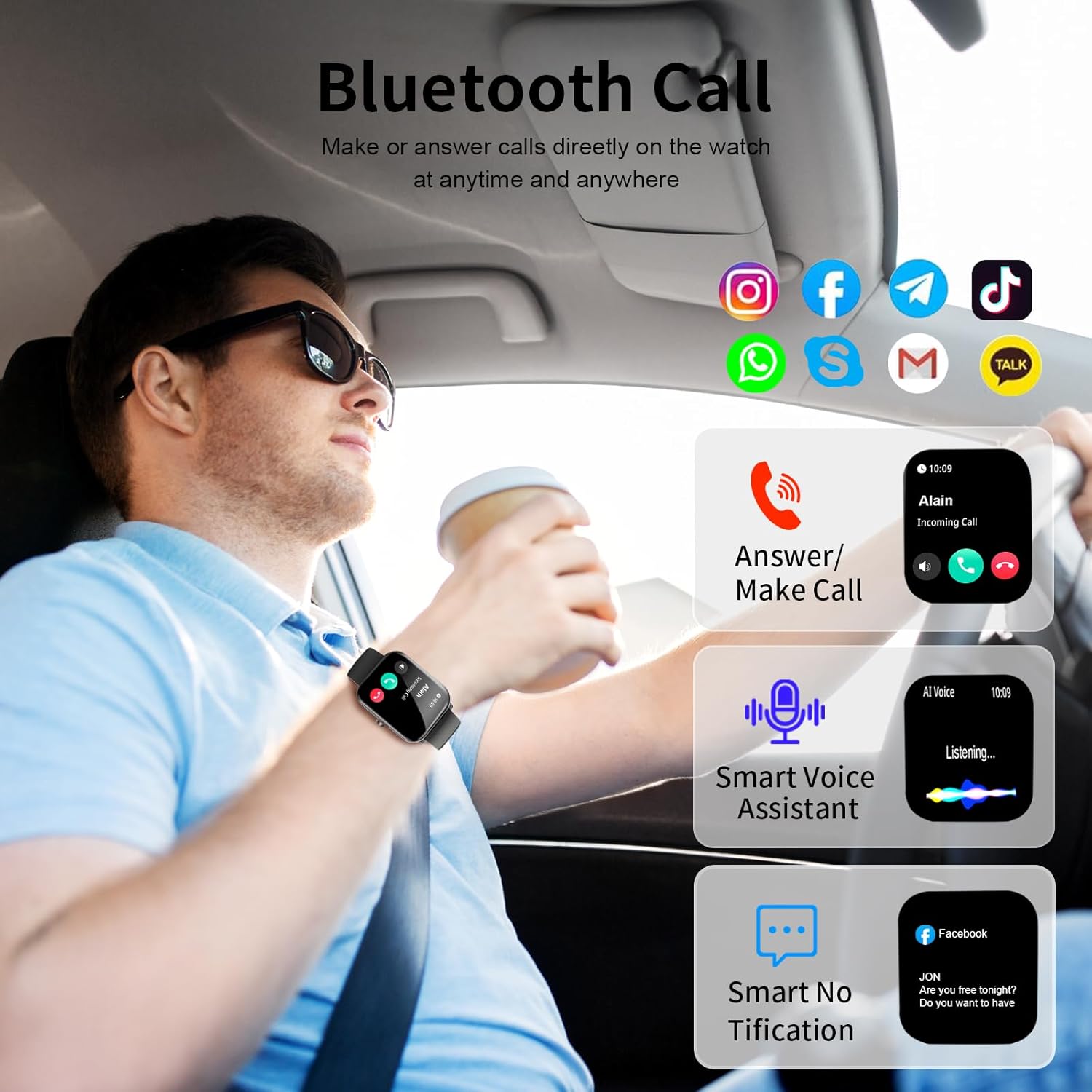 Smart Watch for Men & Women – 1.85" HD Fitness Tracker with Call Function, 120+ Sports Modes, IP68 Waterproof, Heart Rate & Sleep Monitor, Compatible with Android & iOS 2 Product Image