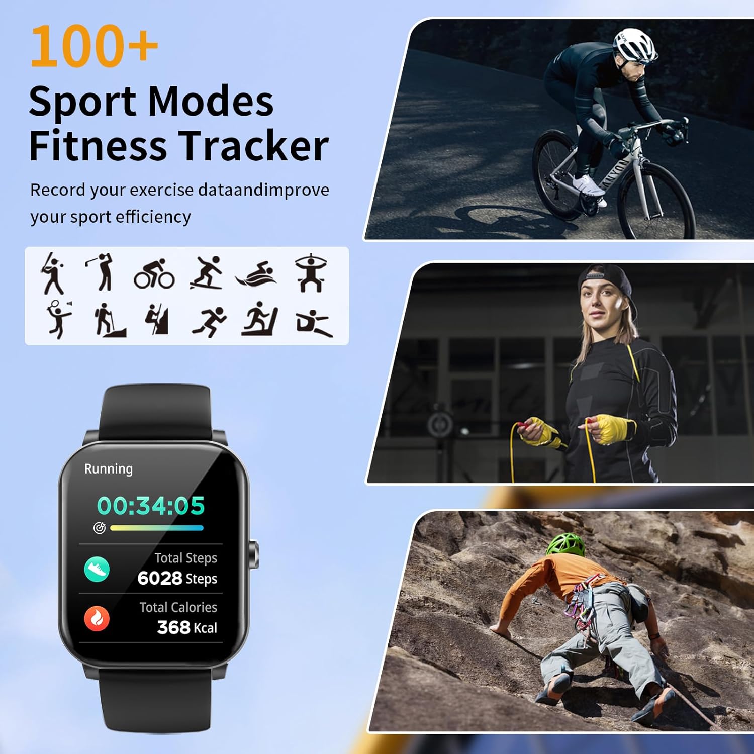 Smart Watch for Men & Women – 1.85" HD Fitness Tracker with Call Function, 120+ Sports Modes, IP68 Waterproof, Heart Rate & Sleep Monitor, Compatible with Android & iOS 5 Product Image