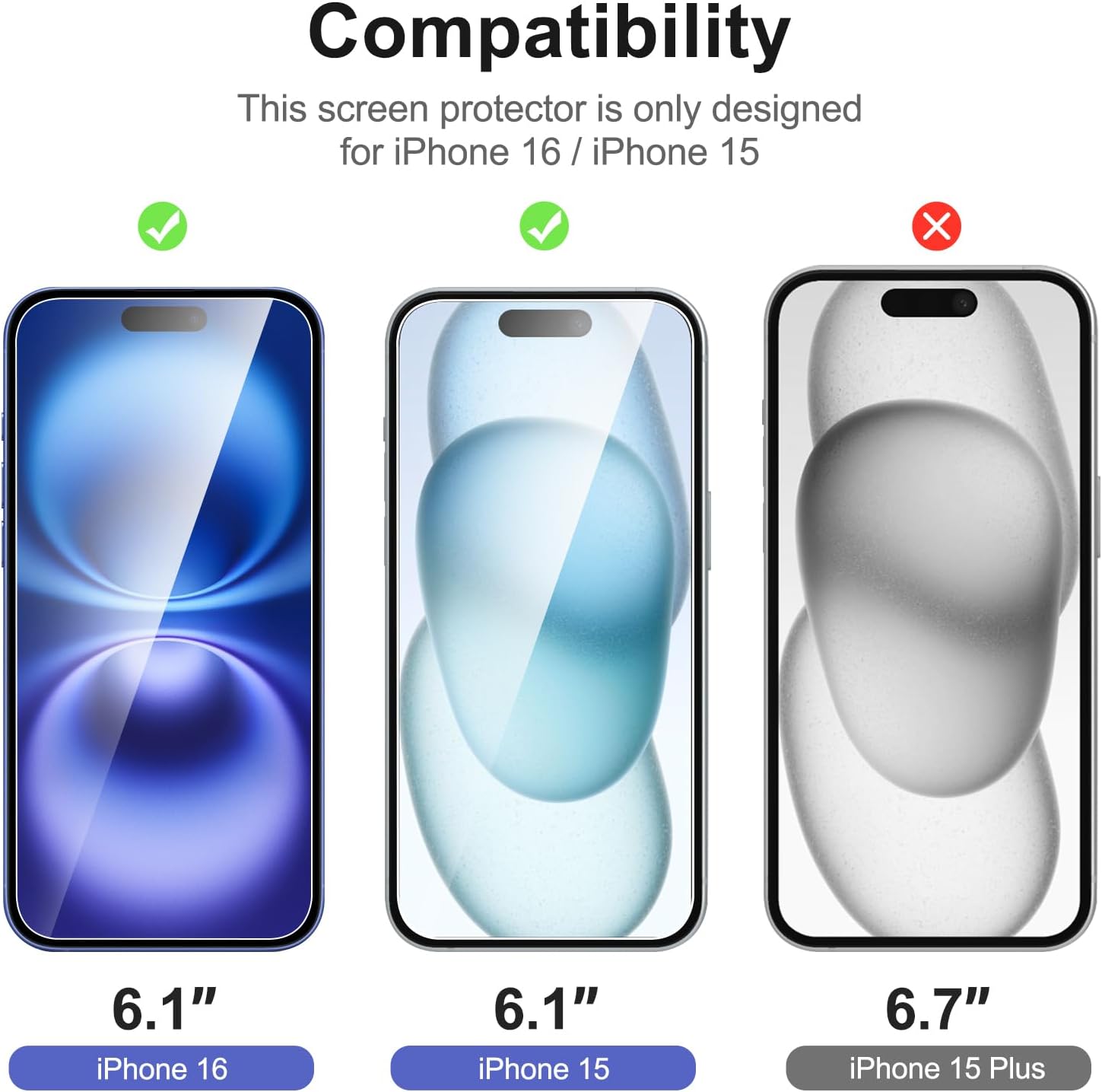 NEW'C 3 Pack Screen Protector for iPhone 16, 15 (6.1 inches) Review 3 Product Image