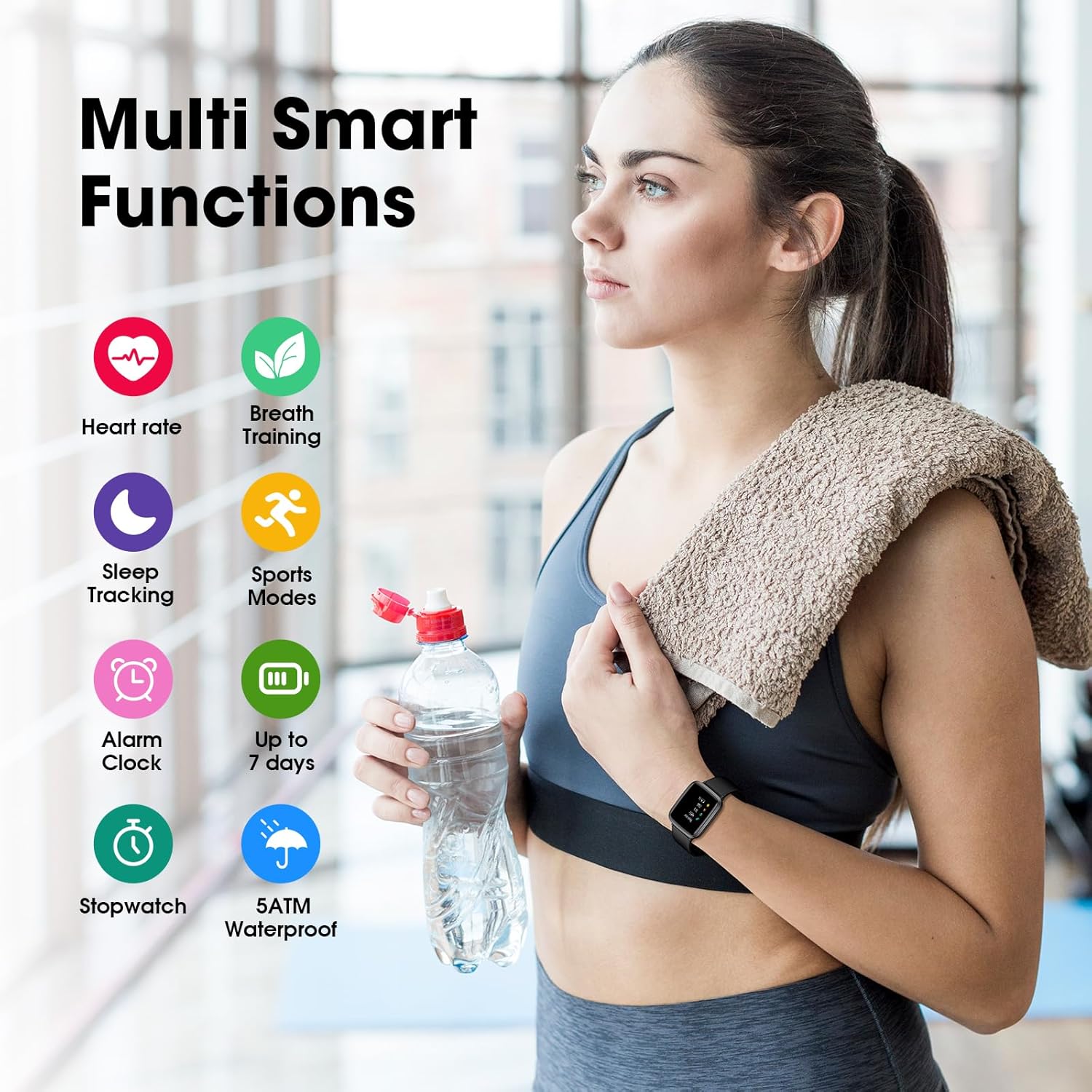 Fitness Tracker Watch with Heart Rate Monitor, Large Screen Activity Tracker with Pedometer, Sleep Monitor, Calories & Step Counter, 5ATM Waterproof Smart Watch for Women Men Fitness Watch for Sports Review 6 Fitness Watch