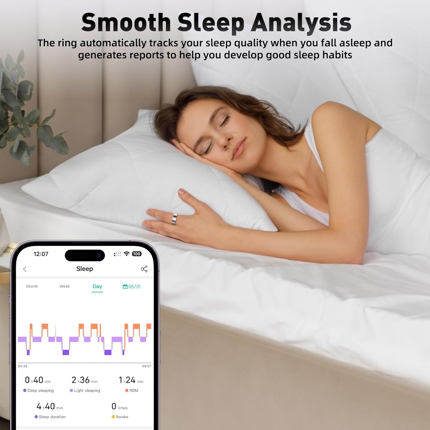 Smart Ring with Sleep Monitoring, Step Counting, Heart Rate, Blood Oxygen, Blood Pressure for iPhone and Android, No Subscription Fee, IP68 Waterproof Health Tracker (Rose Gold, 7) Review 4 Smart Ring