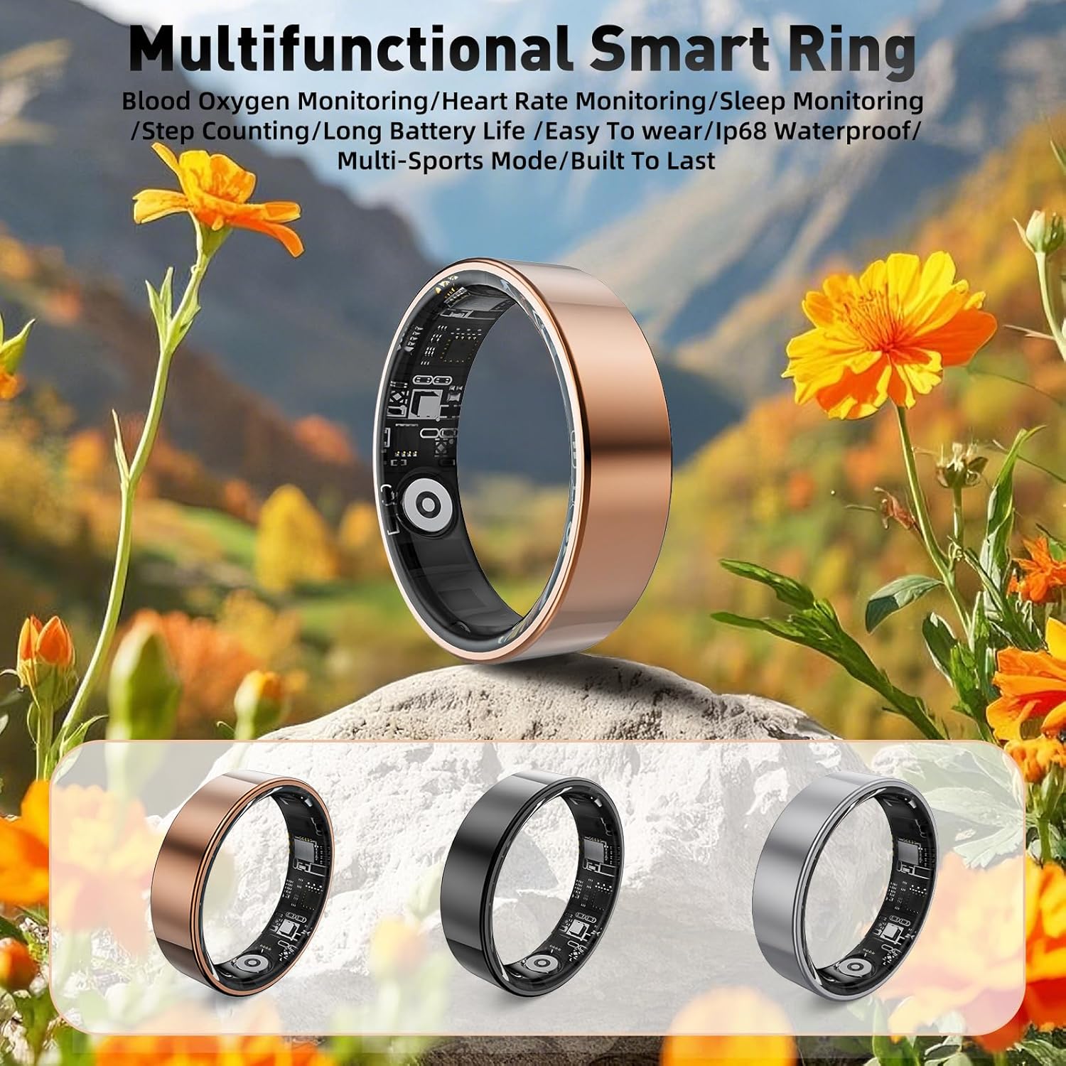 Smart Ring with Sleep Monitoring, Step Counting, Heart Rate, Blood Oxygen, Blood Pressure for iPhone and Android, No Subscription Fee, IP68 Waterproof Health Tracker (Rose Gold, 7) Review 10 User Recommendations and Sizing Advice