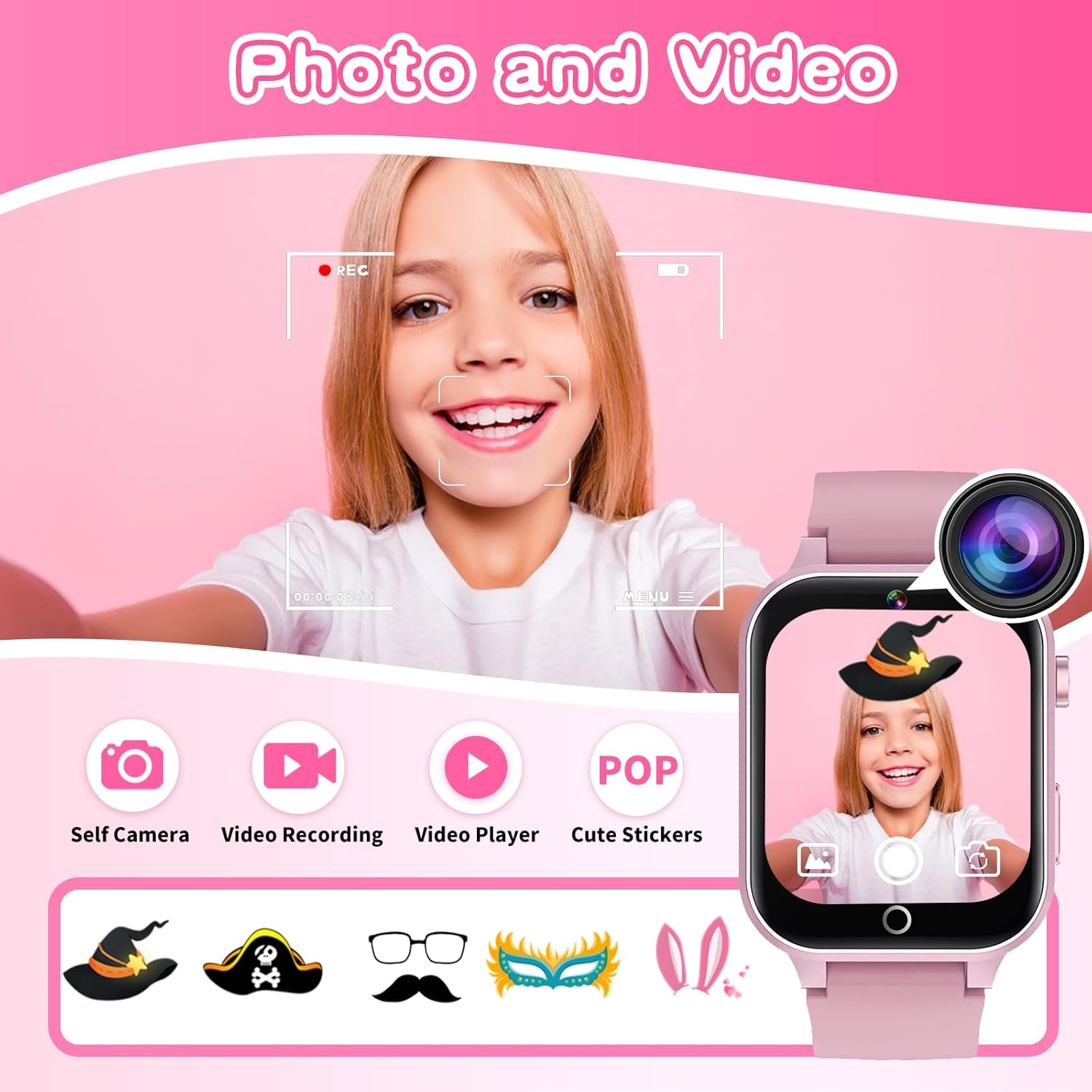 Kids Smart Watch Gift for Girls Age 5-12, 26 Games HD Touch Screen Watches with Video Camera Music Player Pedometer Flashlight 12/24 hr Educational Toys Birthday Gifts for Girls Ages 7 8 9 10 Review 6 Educational Games