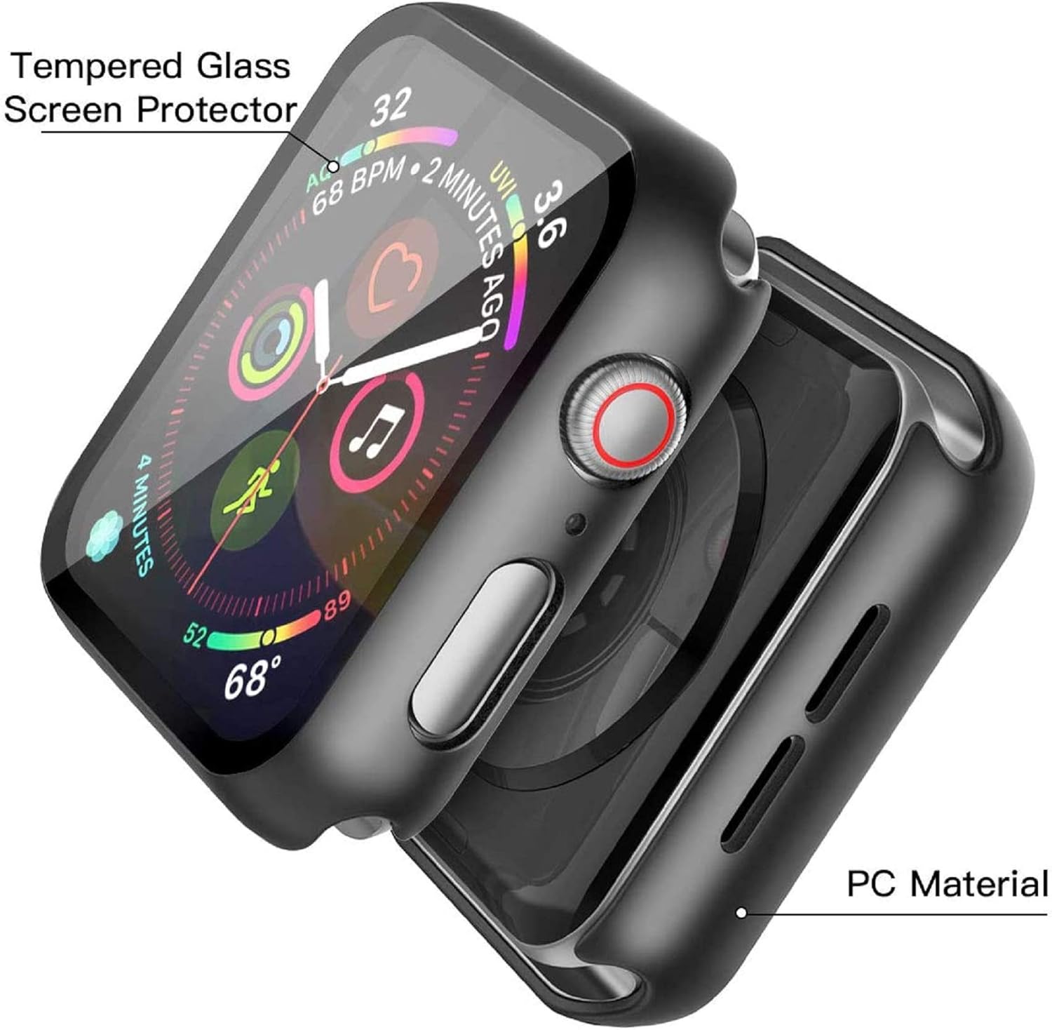 Misxi 2 Pack Hard PC Case with Tempered Glass Screen Protector Compatible with Apple Watch SE 3 (2025) SE 2 SE Series 6 Series 5 Series 4 44mm, Black Review 6 Superior Protection Case