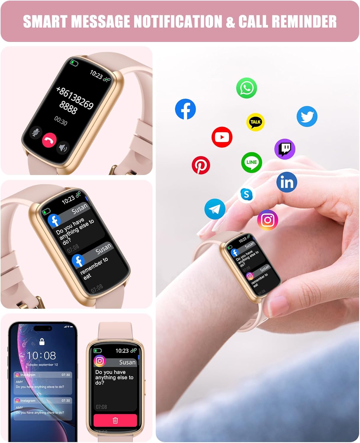 Fitness Tracker, Smart Watch for Women Men with 24/7 Heart Rate/Blood Pressure/Blood Oxygen Monitor,Sleep Tracker,Step & Calorie Counter, IP68 Waterproof Fitness Watches Compatible with Android&iPhone Review 3 Health and Lifestyle Management