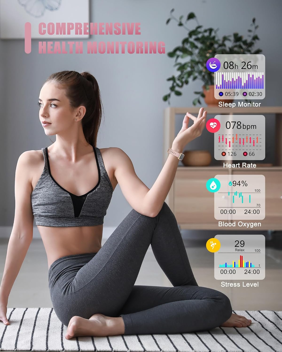 Fitness Tracker, Smart Watch for Women Men with 24/7 Heart Rate/Blood Pressure/Blood Oxygen Monitor,Sleep Tracker,Step & Calorie Counter, IP68 Waterproof Fitness Watches Compatible with Android&iPhone Review 4 Display and Customization Features