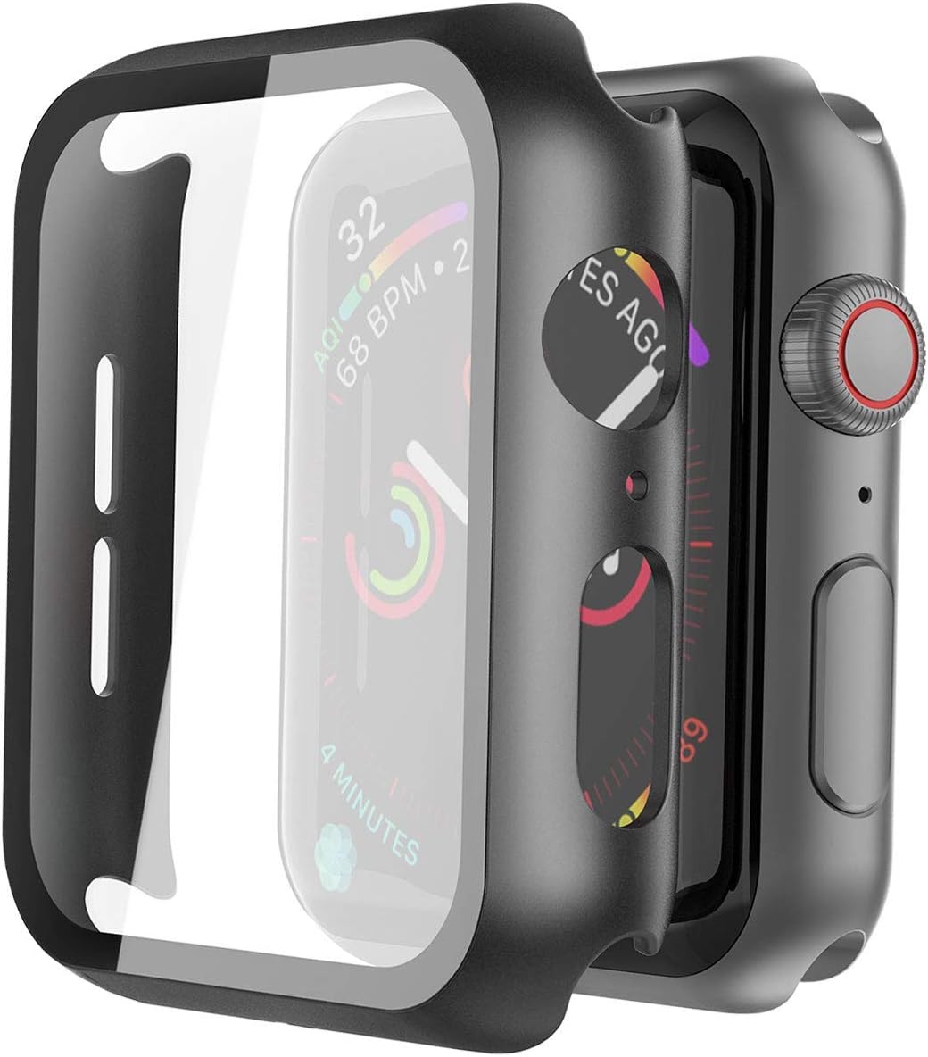 Misxi 2 Pack Hard PC Case with Tempered Glass Screen Protector Compatible with Apple Watch SE 3 (2025) SE 2 SE Series 6 Series 5 Series 4 44mm, Black Review 1 featured 61wDa7Ea5TL AC SL1200 jpg