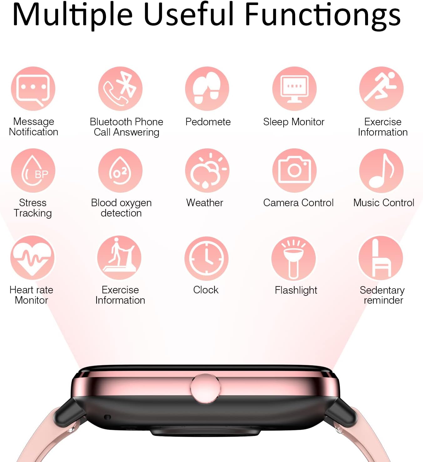 Smartwatch for Women - Call, Fitness Tracker, Heart Rate & Sleep Monitor, 1.69" Touch Screen, Waterproof - For Android & iPhone, Pink Review 10 Battery Life and Additional Functionalities