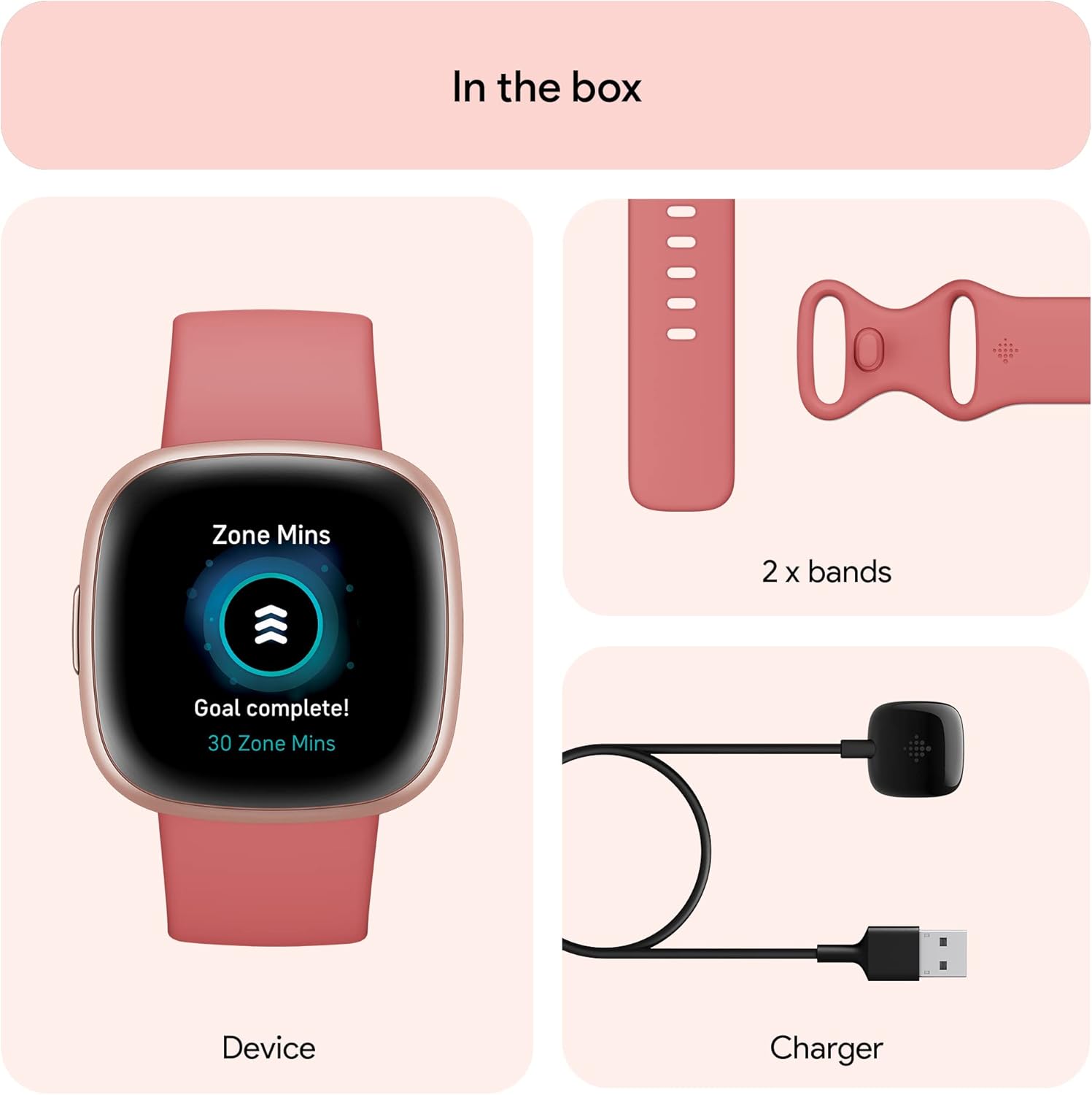 Fitbit Versa 4 in Pink Sand/Copper Rose