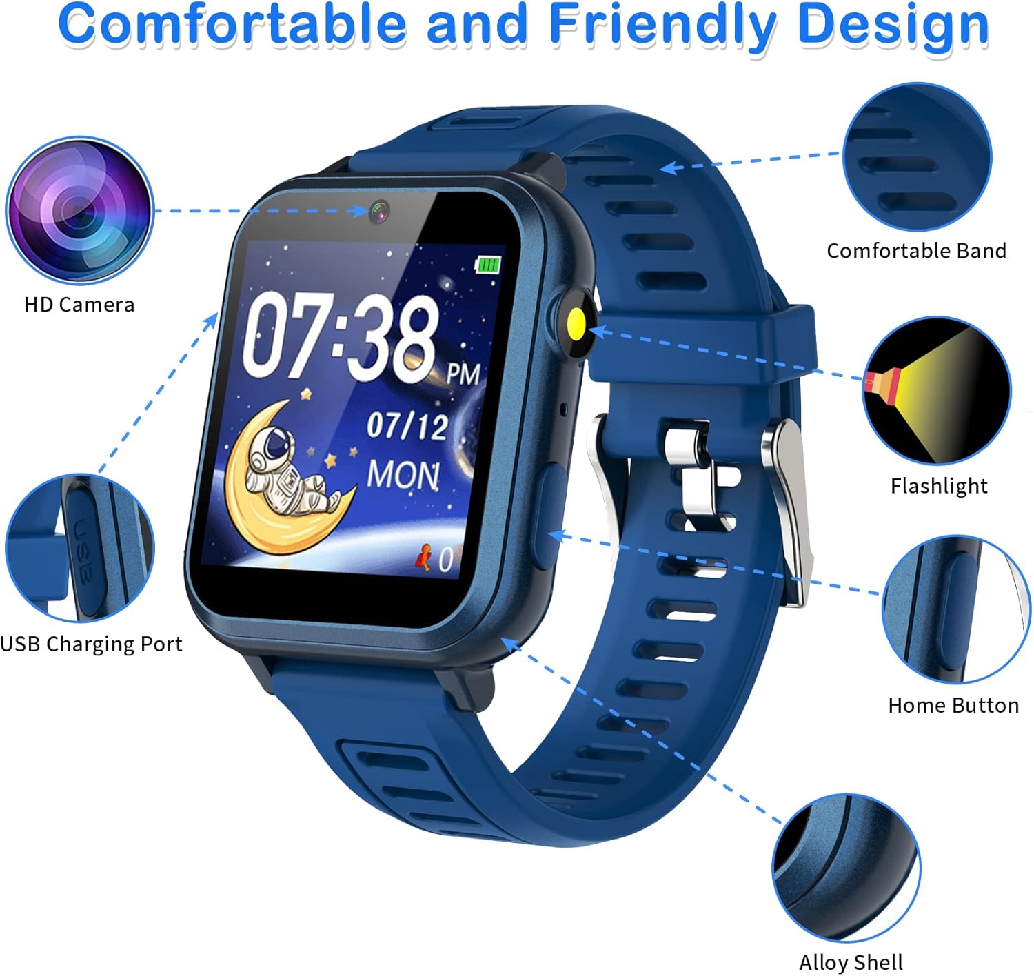 Phyulls Smart Watch for Kids with 39 Games Alarm Clock, Touchscreen, Calendaring Camera Music Player Time Display Video & Audio Recording, Toys for 3-12 Years Old Boys Review 4 Smart Watch for Kids