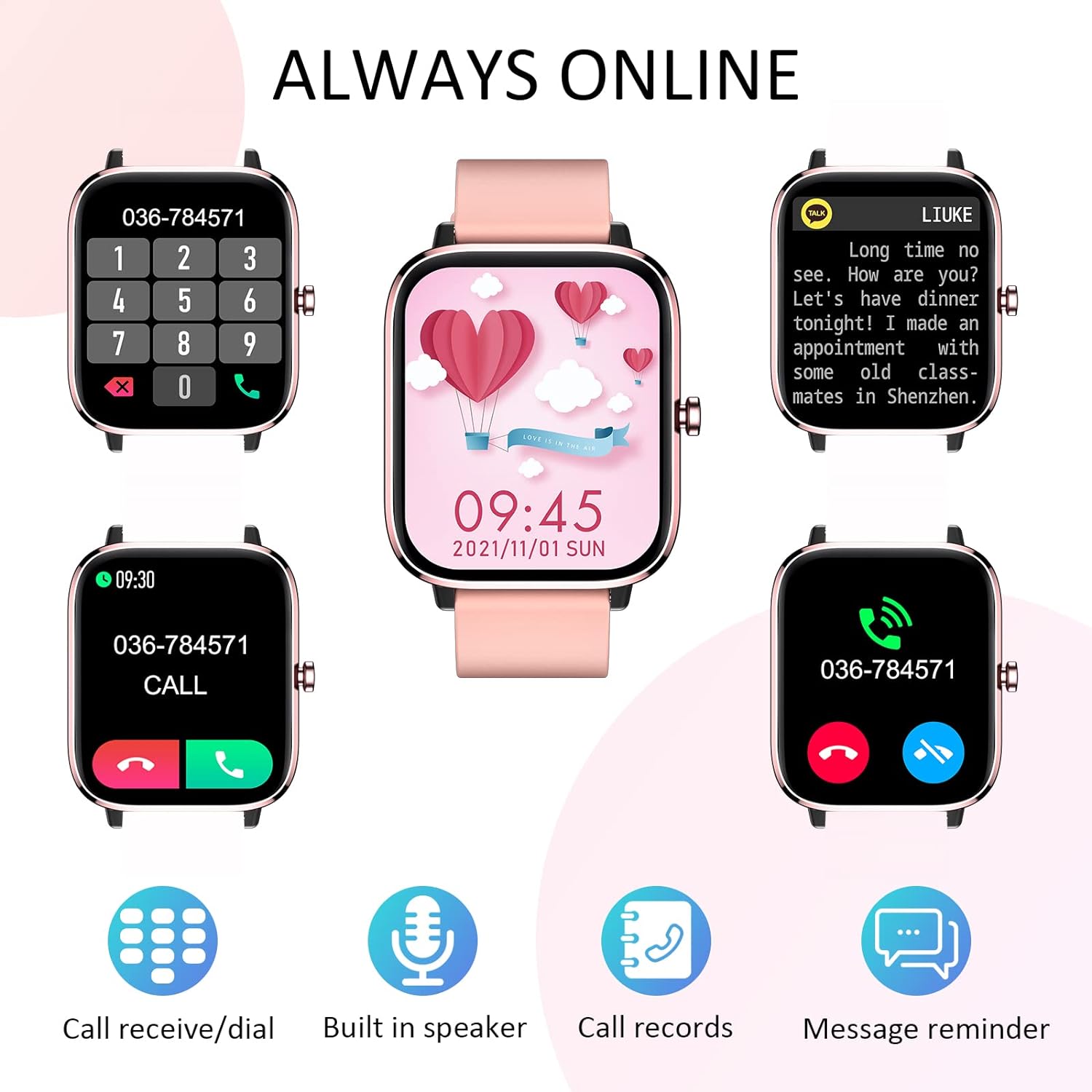 Smartwatch for Women - Call, Fitness Tracker, Heart Rate & Sleep Monitor, 1.69" Touch Screen, Waterproof - For Android & iPhone, Pink Review 4 Design and Display Quality