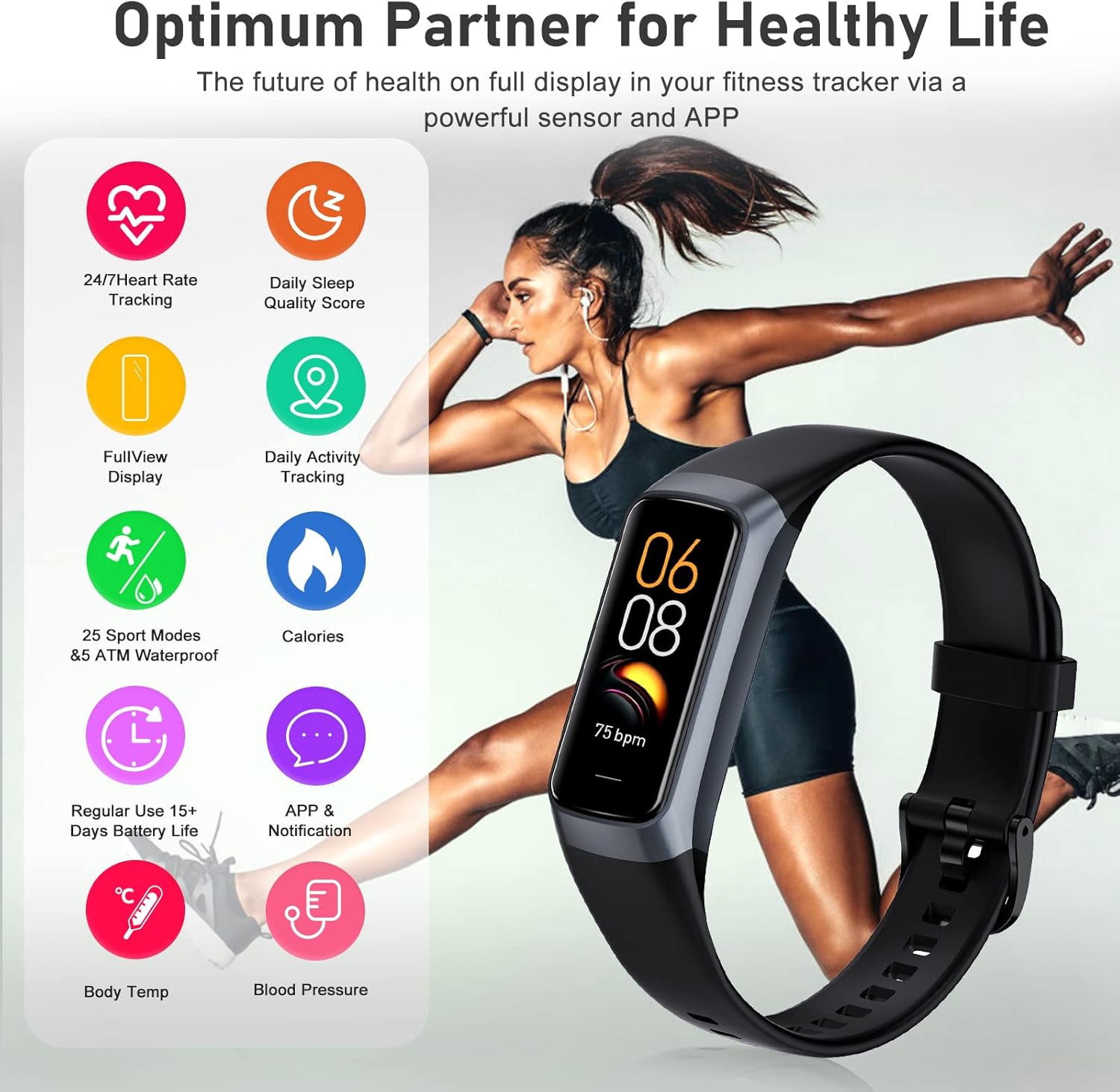 Fitness Tracker with 24/7 Heart Rate, Blood Oxygen Blood Pressure Sleep Monitor, Activity Trackers 5 ATM Waterproof, Step Calorie Counter Pedometer Health Smart Watch for Women Men (Black) Review 3 Fitness Tracker