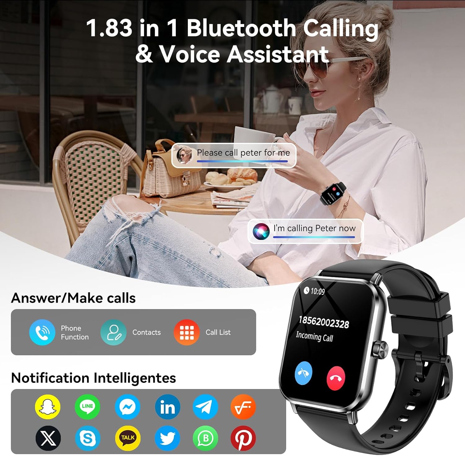 Smart Watch for Men Women, 1.83" HD Touchsreen, Bluetooth Calling, 5 ATM Water-Resistance, 130+ Sports Modes, Health, Fitness & Sleep Tracker, Timer, Fitness Watch for Android/iOS, Black Review 8 Smart Connectivity and Daily Use Features