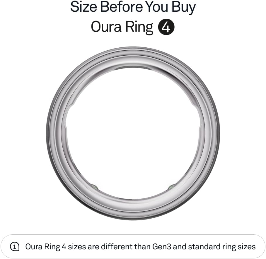 Oura Ring 4 - Brushed Silver - Size 9 - Size Before You Buy Review 4 Brushed silver titanium smart ring shown on a dark surface