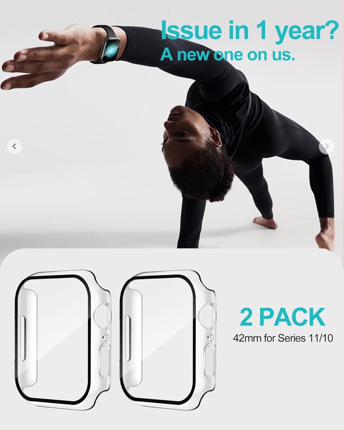 Smiling 2 Pack Case for Apple Watch 42mm - Tempered Glass 12 Pros and trade-offs product image