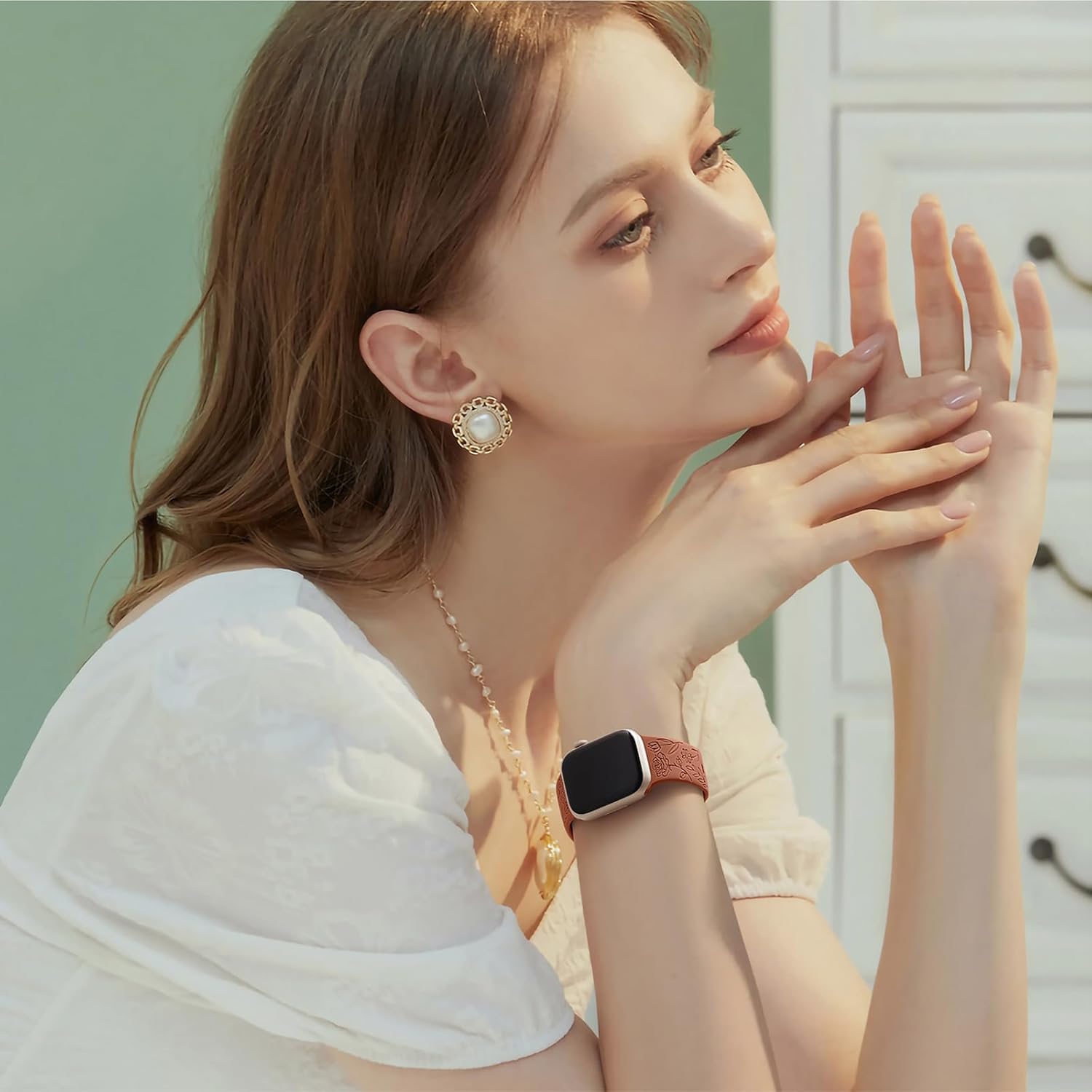 SNBLK Floral Engraved Apple Watch Bands - 6 Silicone Straps 8 61y8gFSZh8L. AC SL1500 1