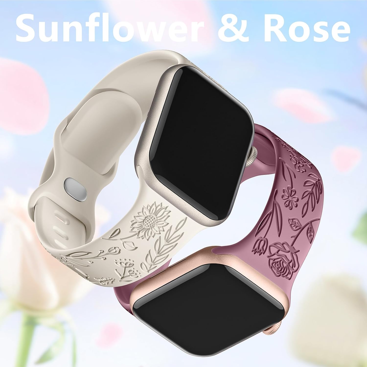SNBLK Floral Engraved Apple Watch Bands - 6 Silicone Straps 5 711Nde0JZpL. AC SL1500 1