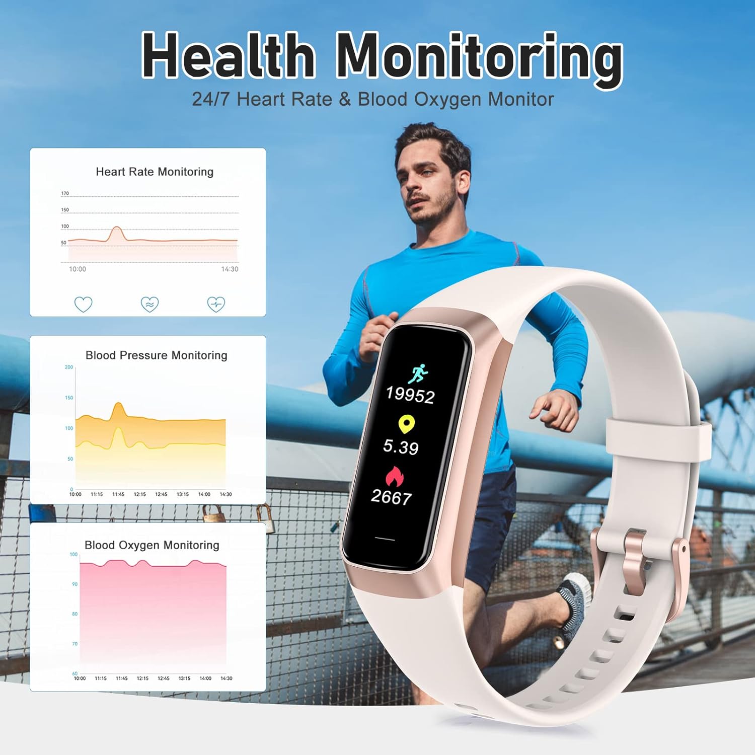 Fitness Tracker with 24/7 Heart Rate, Blood Oxygen Blood Pressure Sleep Monitor, Activity Trackers 5 ATM Waterproof,Step Calorie Counter Pedometer Health Smart Watch for Women Men Beige Review 12 714sl5vwFL. AC SL1500 1