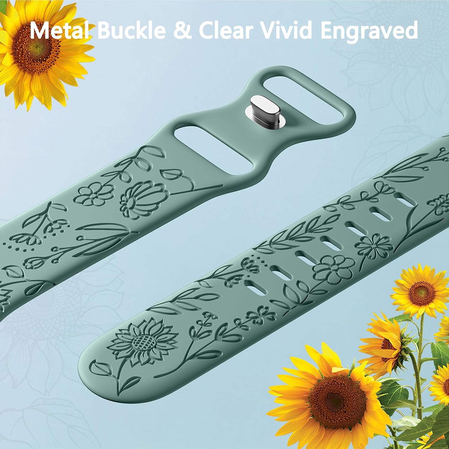 SNBLK Floral Engraved Apple Watch Bands - 6 Silicone Straps 4 71DkU8YjMzL. AC SL1500 1
