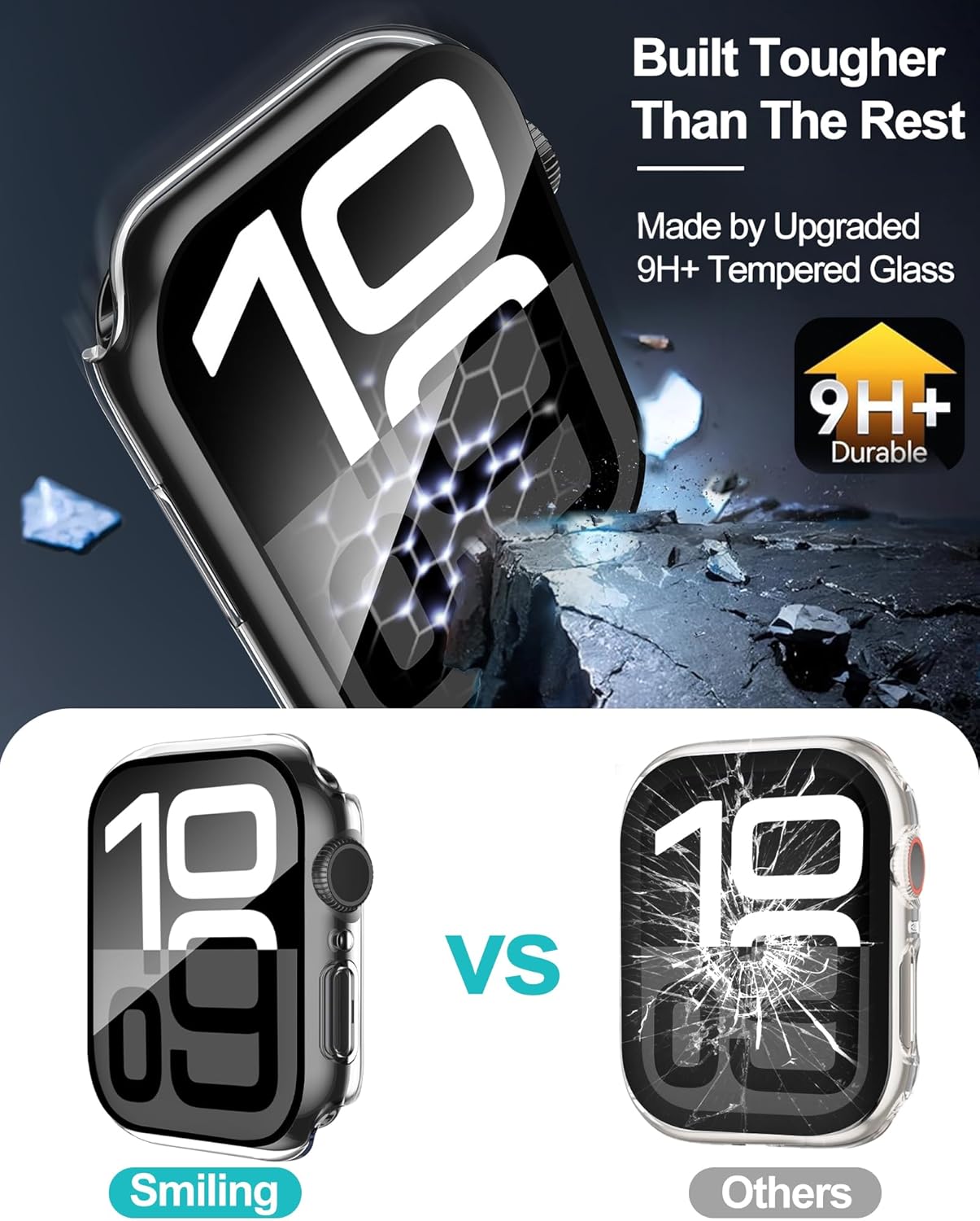Smiling 2 Pack Case for Apple Watch 42mm - Tempered Glass 6 Tempered glass and PC shell product image