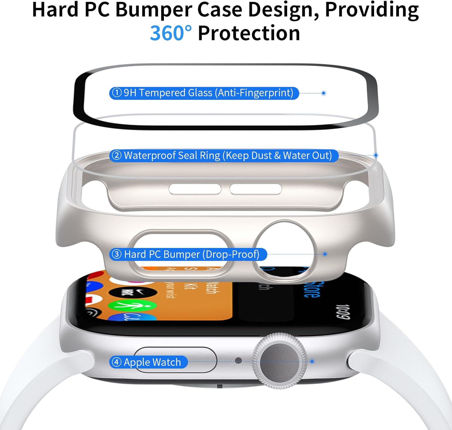 6 Pack Case Tempered Glass Screen Protector Apple Watch 46mm 4 71Ofj159kBL. AC SL1500 1