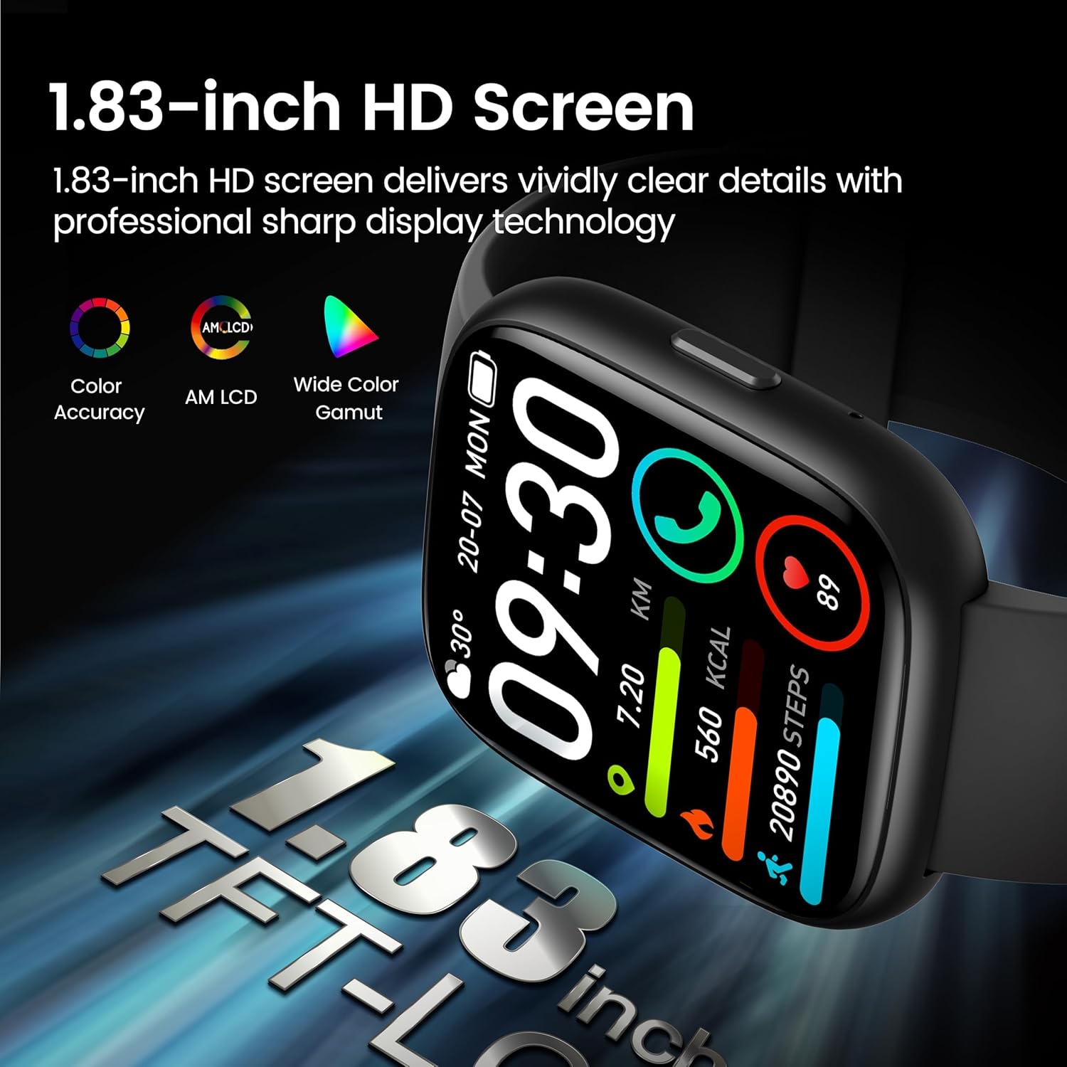 Smart Watch with Alexa Built-In 1.83 HD Touch Fitness 3 Smart Watch product image
