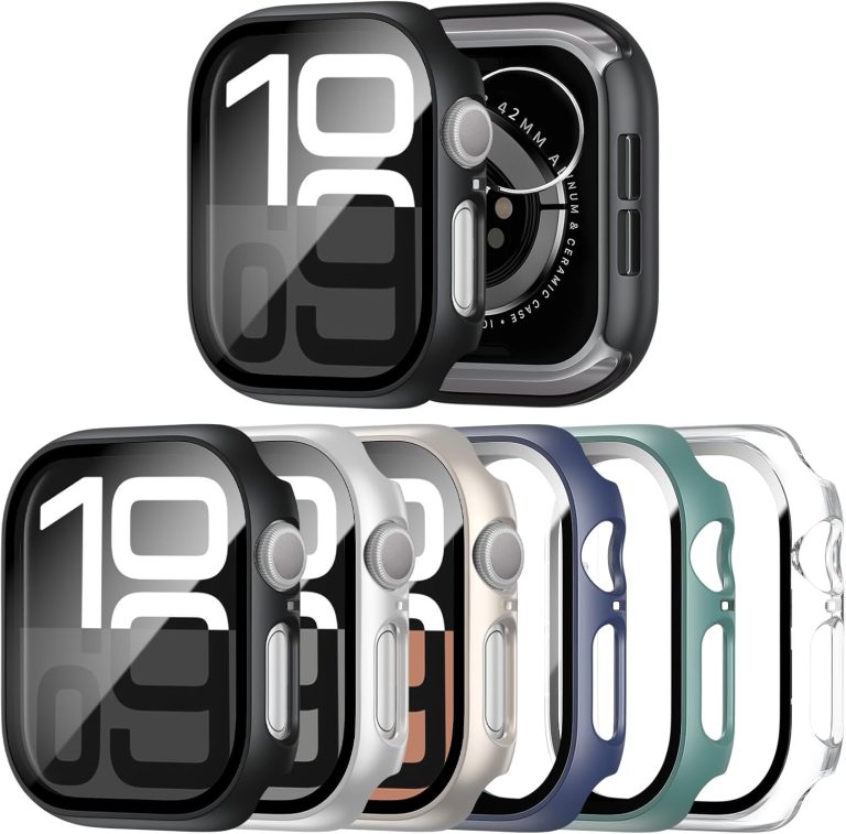 6 Pack Case Tempered Glass Screen Protector Apple Watch 46mm