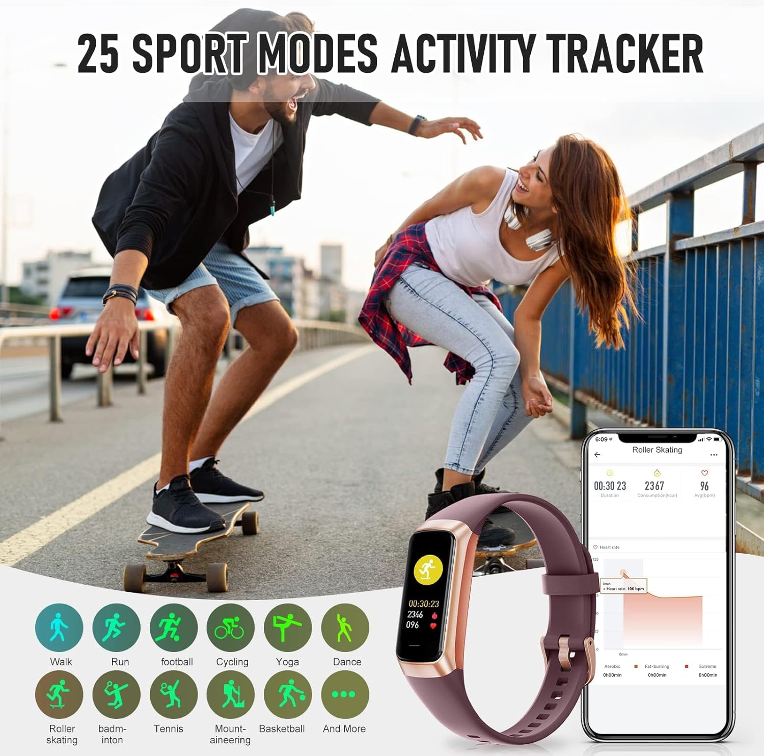 Fitness Tracker 1.1 AMOLED 24/7 Heart Rate & Blood Oxygen 6 Fitness Tracker product image