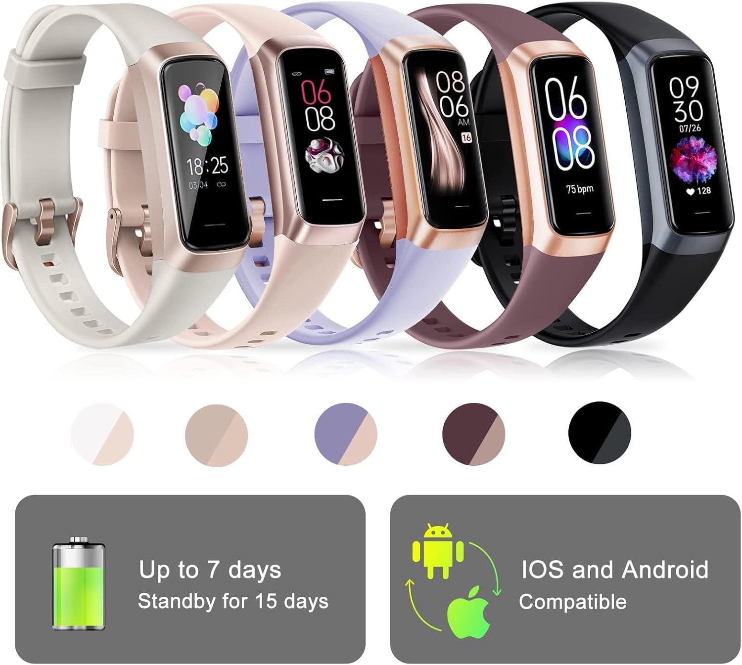 Fitness Tracker 1.1 AMOLED 24/7 Heart Rate & Blood Oxygen 8 Fitness Tracker product image