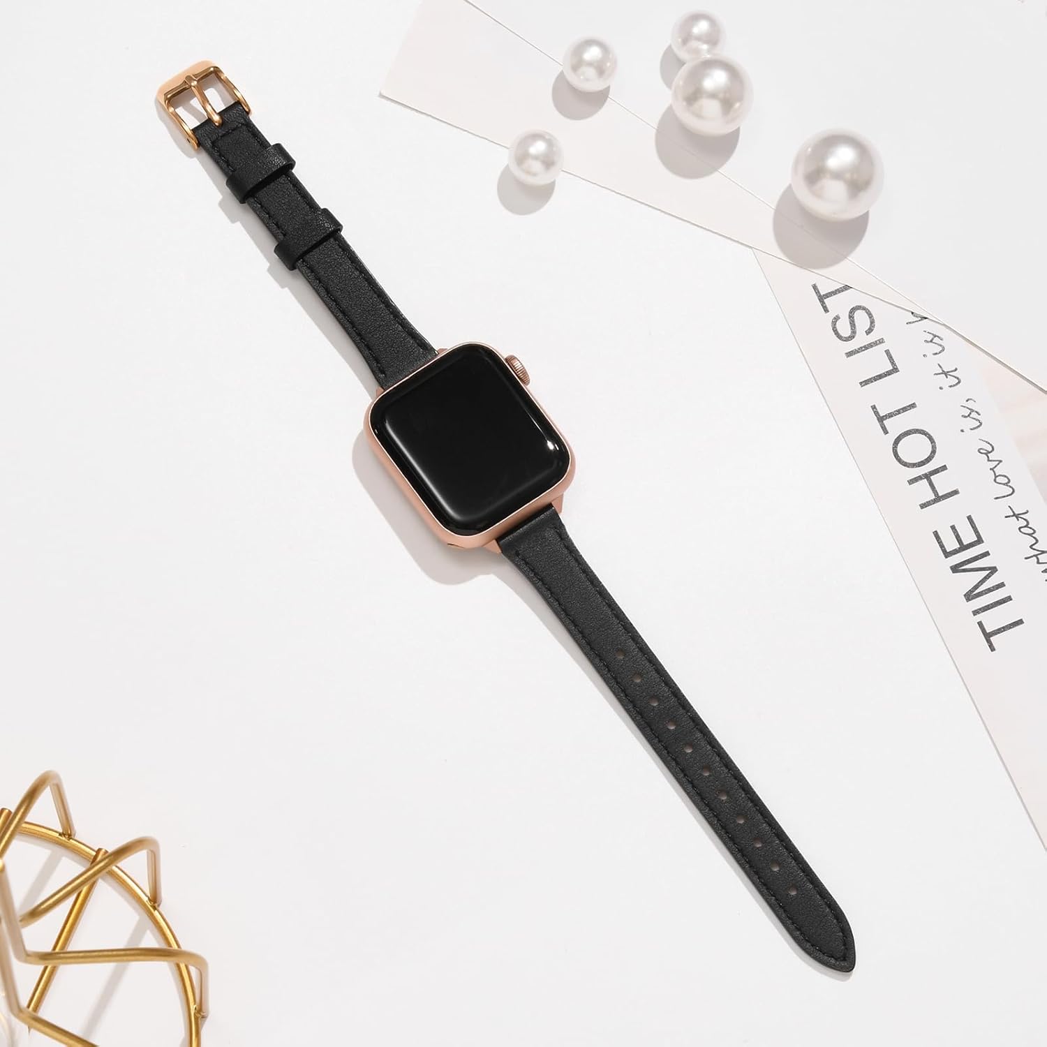 STIROLL Slim Leather Bands for Apple Watch - Black 8 618dehvDMvL. AC SL1500 1