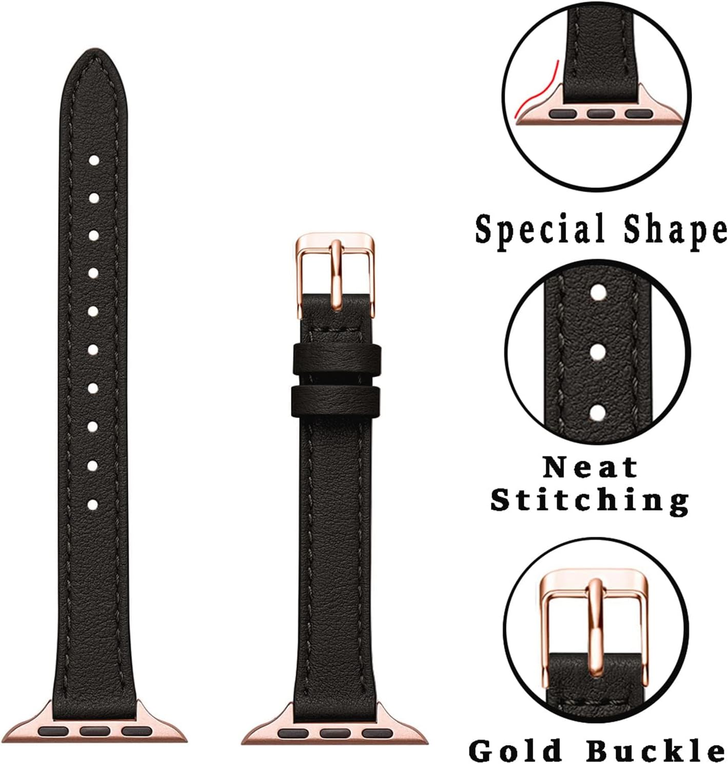 STIROLL Slim Leather Bands for Apple Watch - Black 4 71BdWAZVbVL. AC SL1500 1