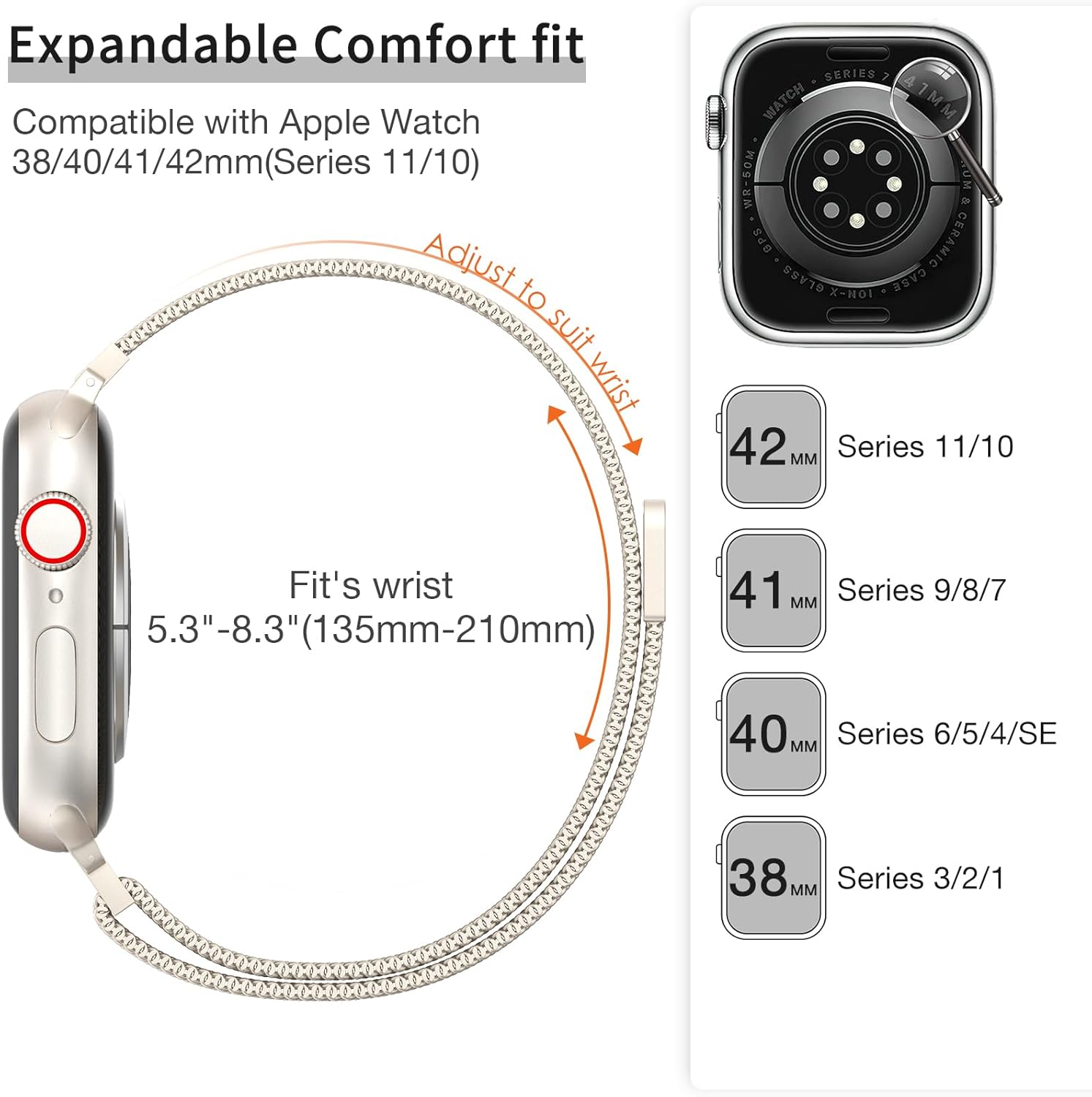 MARGE PLUS Slim Milanese Loop Magnetic Mesh Strap 41mm 4 71NXZGtGFnL. AC SL1500 1