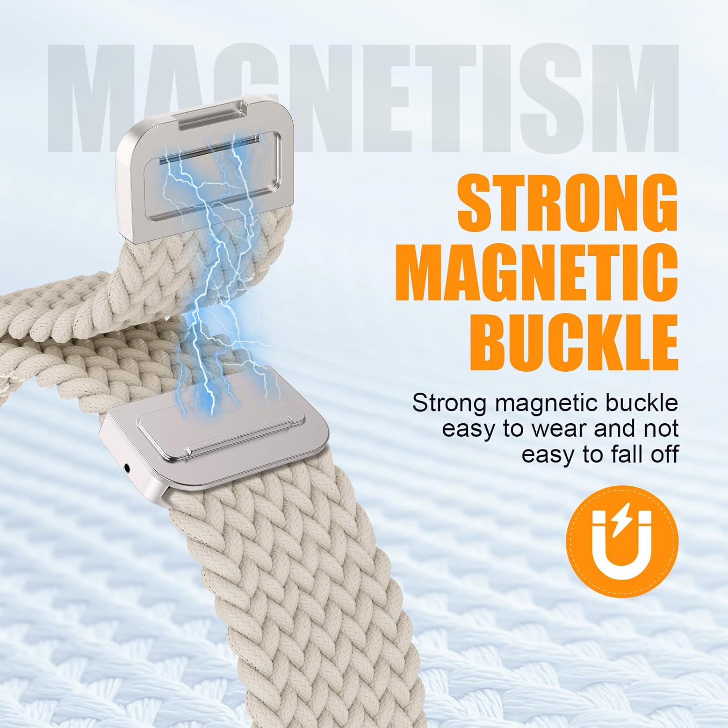Magnetic Braided Stretchy Loop - Compatible Apple Watch 6 Key features braided elastic nylon