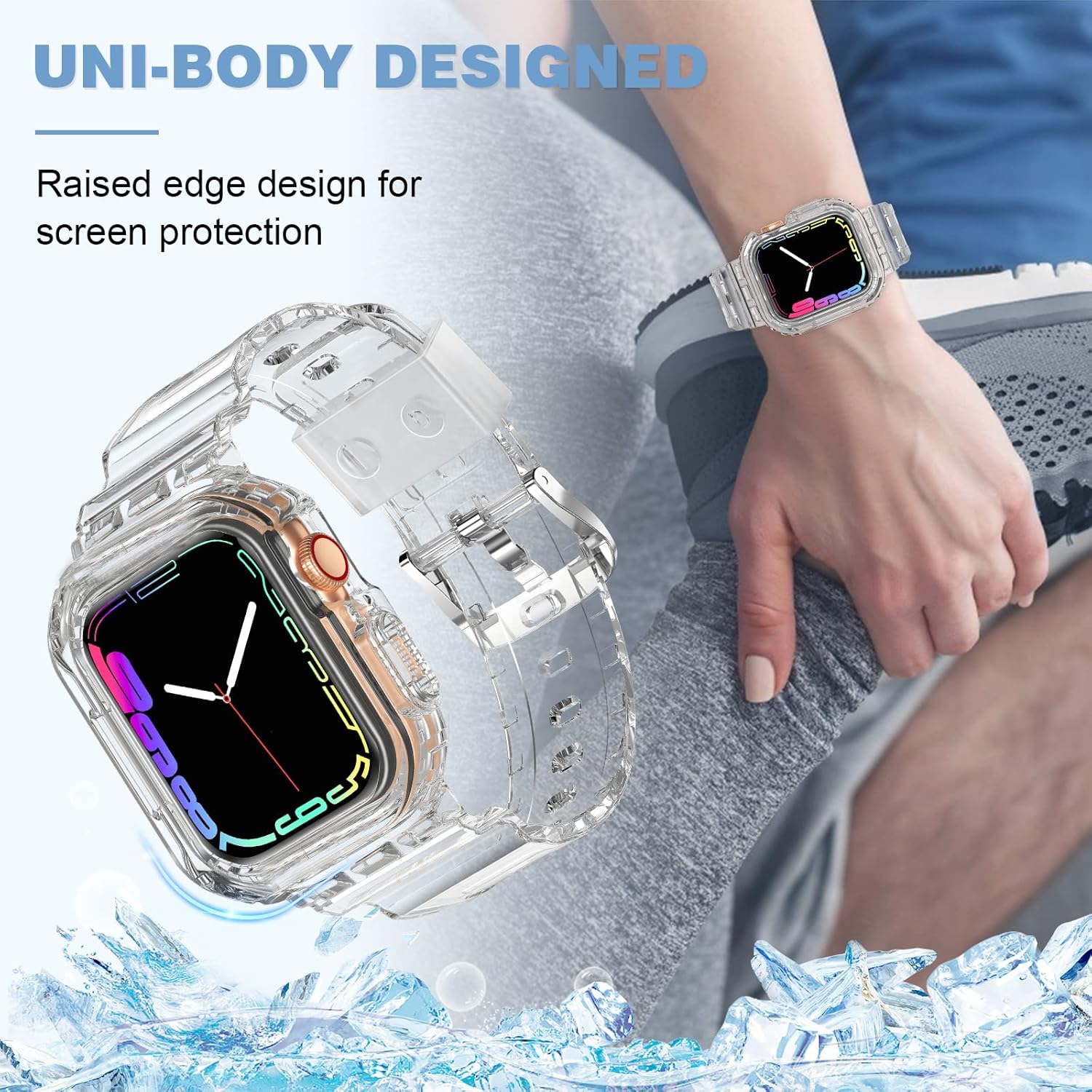 XYF Compatible Crystal Clear Apple Watch Bands Case 7 811JpU16g6L. AC SL1500 1