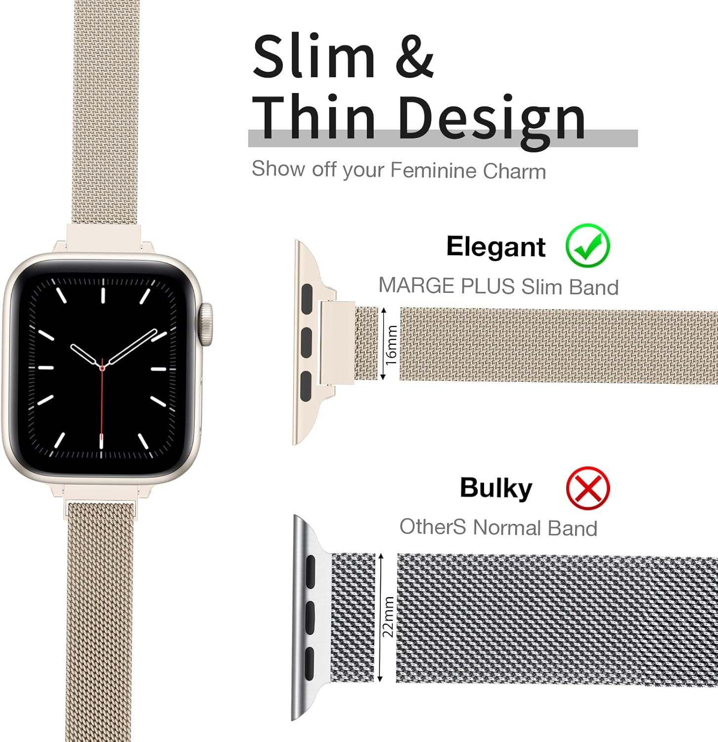 MARGE PLUS Slim Milanese Loop Magnetic Mesh Strap 41mm 6 81PDj76IipL. AC SL1500 1