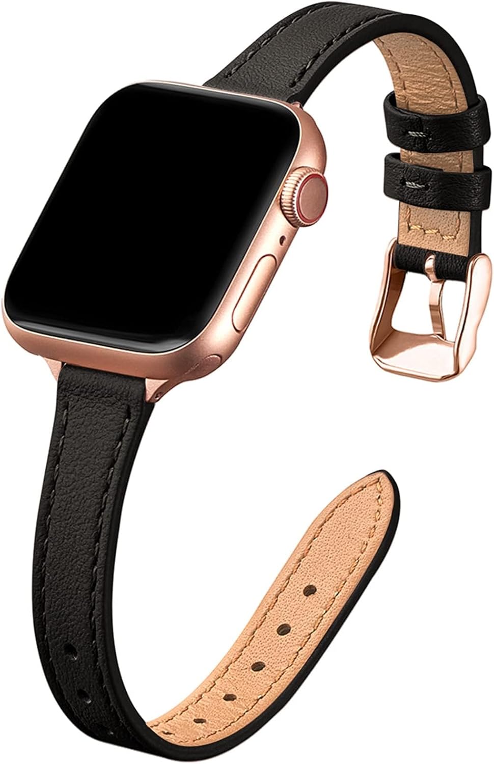 STIROLL Slim Leather Bands for Apple Watch - Black 2 Featured product image