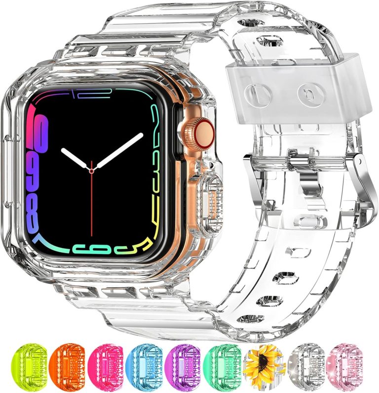 XYF Compatible Crystal Clear Apple Watch Bands Case