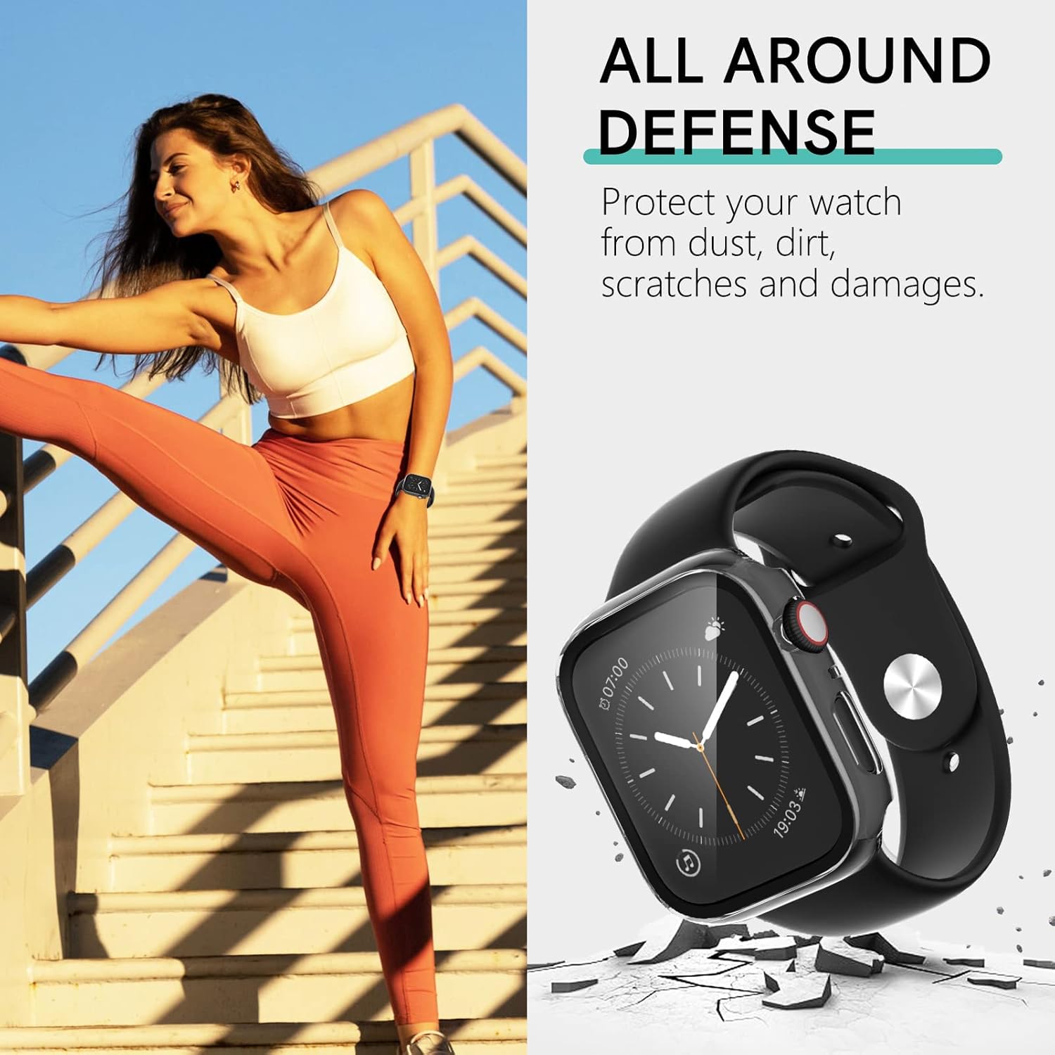 COMMUTER 3 Pack Case with Tempered Glass for Apple Watch 40mm 8 71XfBuoBWfL. AC SL1500 1