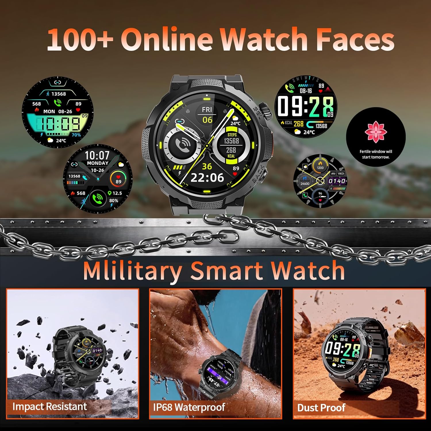Smart Watches for Men 1.53in HD Military Smartwatch 14 81yO1HPrXL. AC SL1500 1
