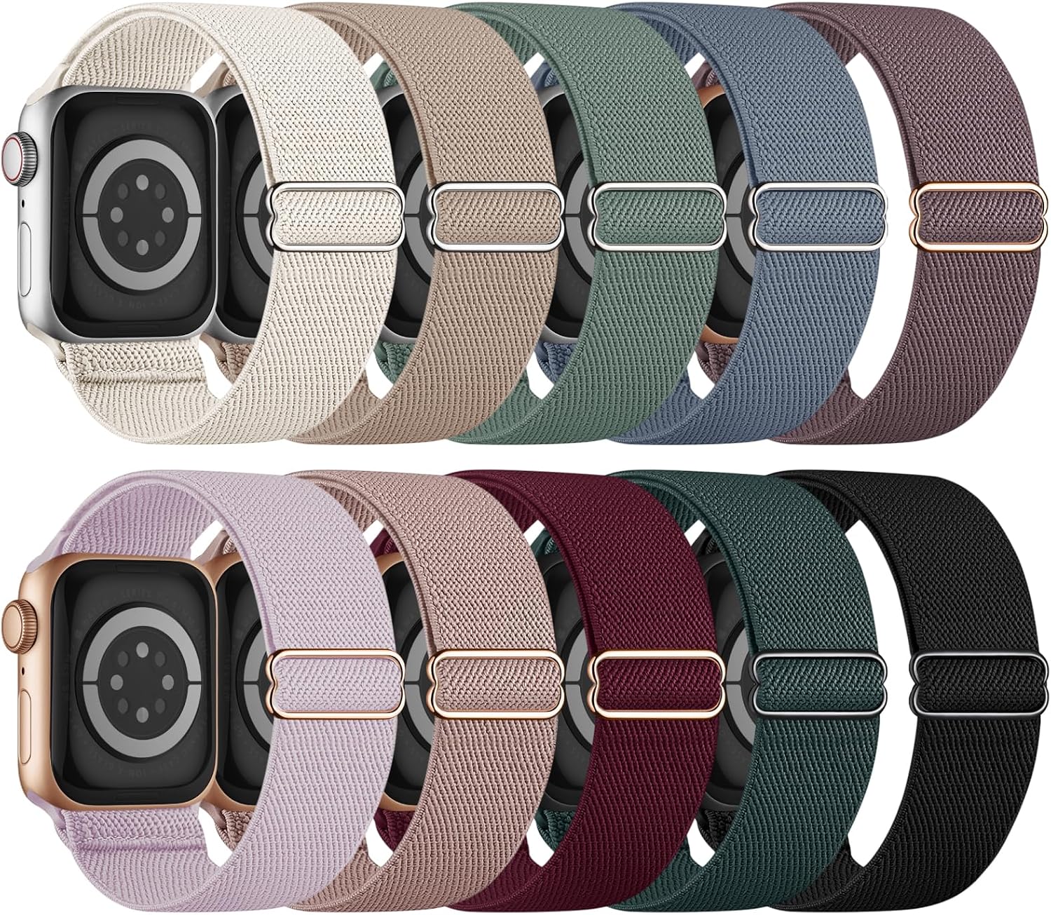 10 Pack Stretchy Bands Compatible with Apple Watch Band Women Men | 40mm 38mm 41mm 42mm 44mm 45mm 46mm 49mm Water-Resistant Solo Loop, Elastic Sport Straps for iWatch Series 11-1/SE/Ultra 2 10 Pack Stretchy Bands Compatible with Apple Watch Band Women Men | 40mm 38mm 41mm 42mm 44mm 45mm 46mm 49mm Water-Resistant Solo Loop, Elastic Sport Straps for iWatch Series 11-1/SE/Ultra