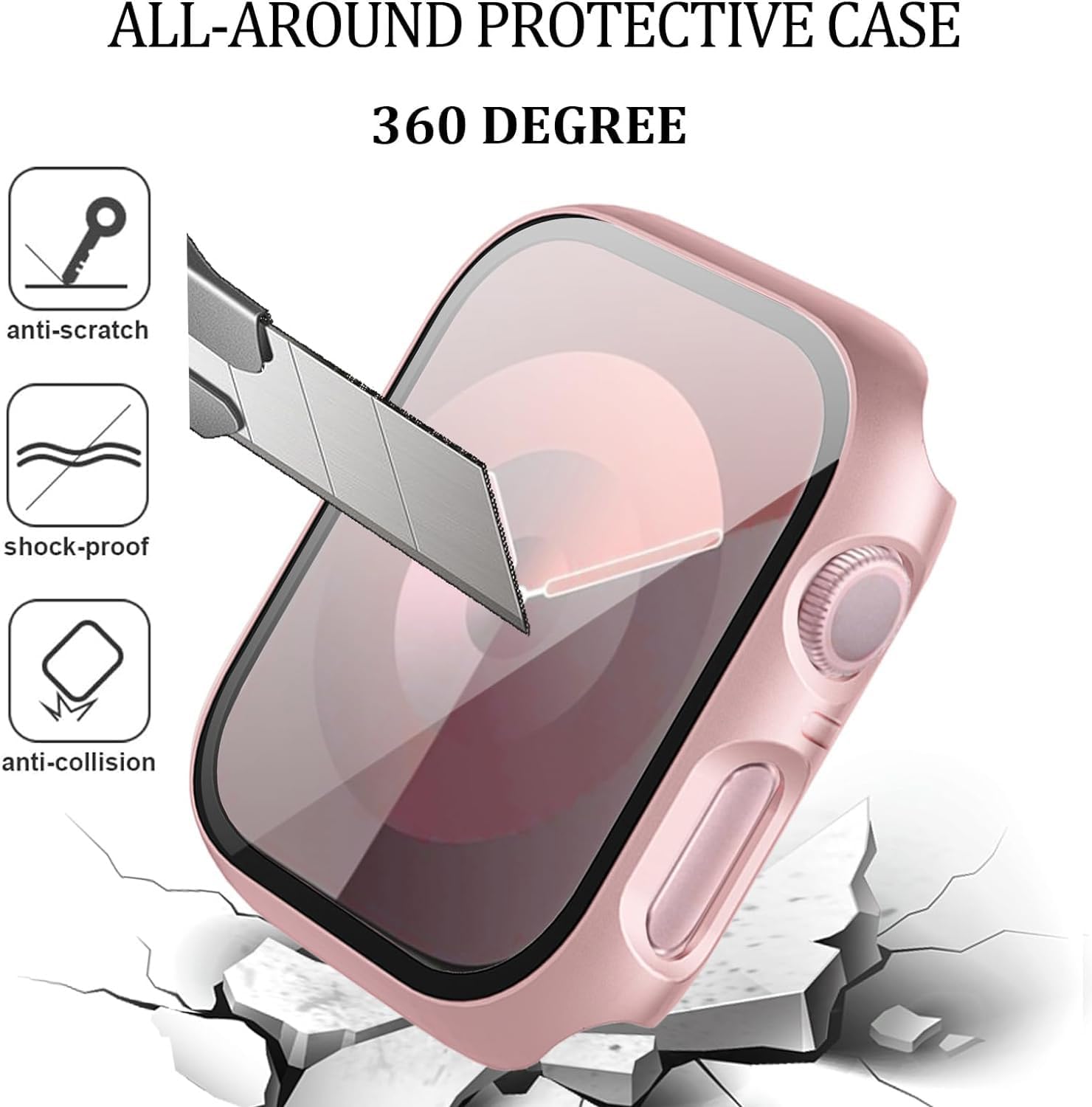 6-Pack Case Compatible with Apple Watch 40mm Series SE 3(2025)/SE 2/SE/6/5/4 with Tempered Glass Screen Protector, QCKANLJ Ultra-Thin Hard PC Full Protective Face Cover Bumper for iWatch 40 mm — Key Features