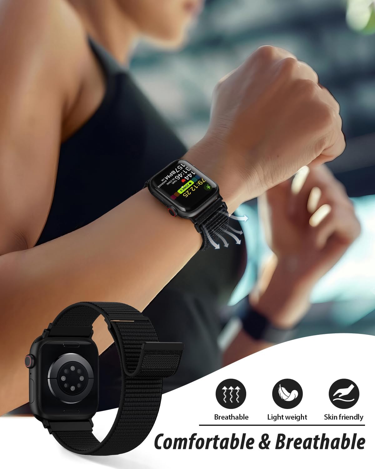 Nylon Sport Loop Band Compatible with Apple Watch Bands 44mm 45mm 46mm 49mm 42mm for Women Men, iWatch Wrist Straps for Ultra 3 2, Se, Series 11 10 9 8 7, Breathable, Soft Band Ideal for Outdoor — Real-World Performance