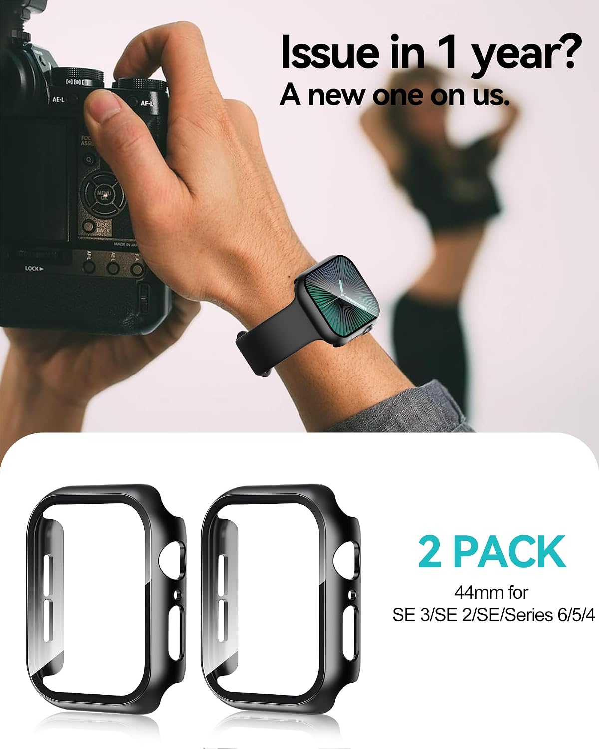 Smiling 2 Pack Case Compatible with Apple Watch SE 3 (2025)/ SE 2/ SE/Series 6/5/4 44mm with Tempered Glass Screen Protector, Hard PC Case Overall Protective Cover - Black 7 Smiling 2 Pack Case Compatible with Apple Watch SE 3 (2025)/ SE 2/ SE/Series 6/5/4 44mm with Tempered Glass Screen Protector, Hard PC Case Overall Protective Cover - Black — Pros and Trade-Offs