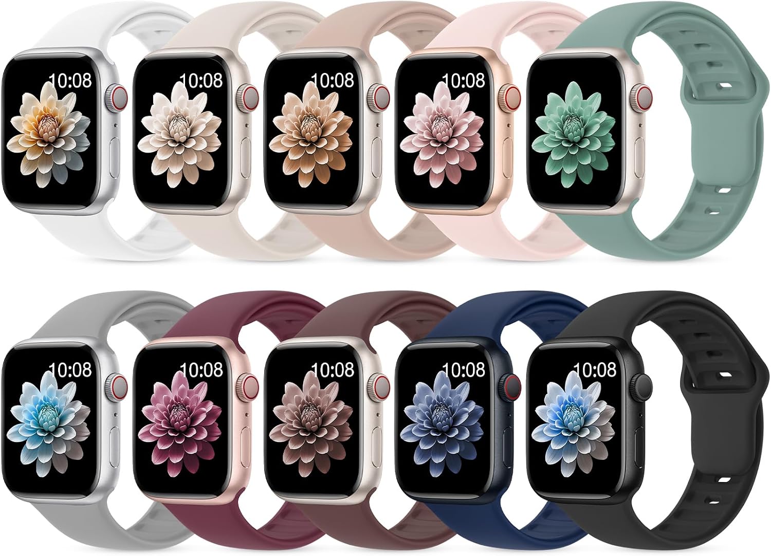 10 Pack Silicone Sport Bands Compatible with Apple Watch Band Women Men 2 10 Pack Silicone Sport Bands Compatible with Apple Watch Band Women Men