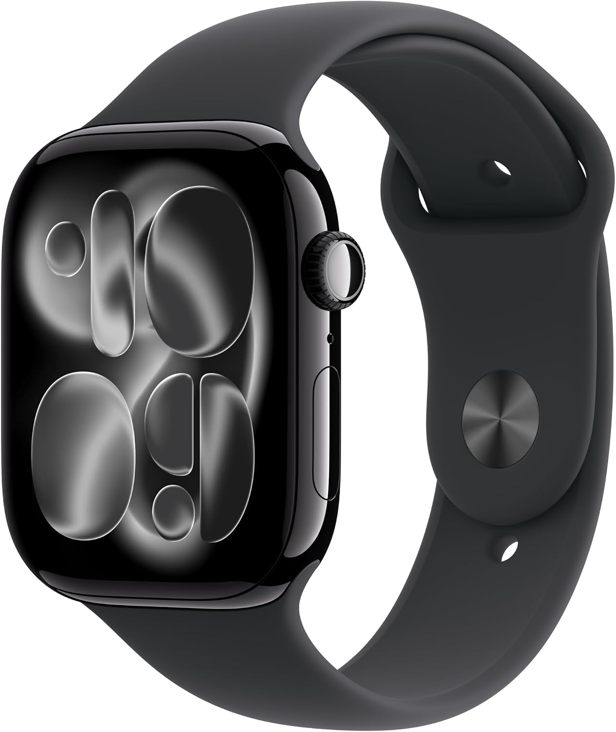 Apple Watch Series 11 GPS 46mm Smartwatch with Jet Black Aluminum Case with Black Sport Band M L Sle