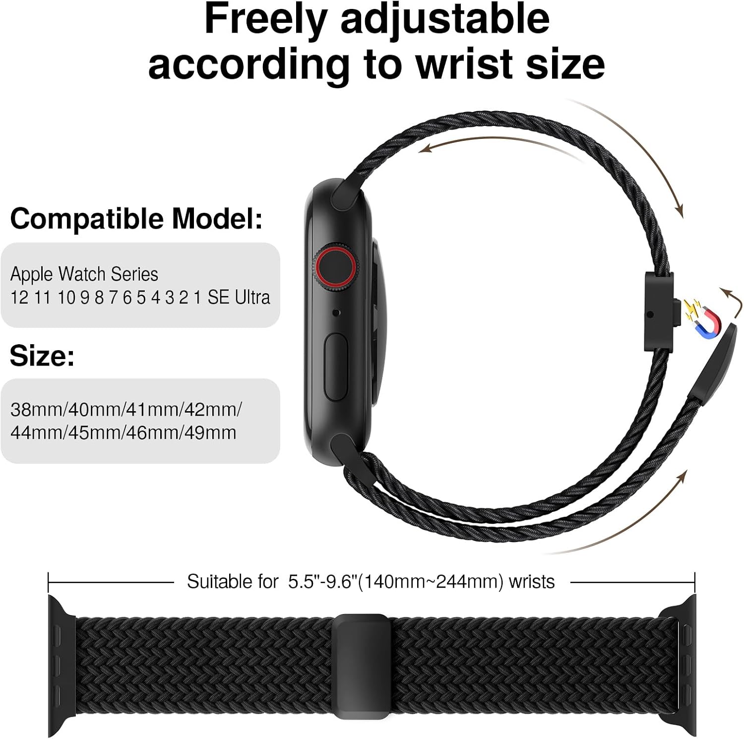 Braided Stretchy Magnetic Sport Band for Apple Watch Bands for Women Men — Overview
