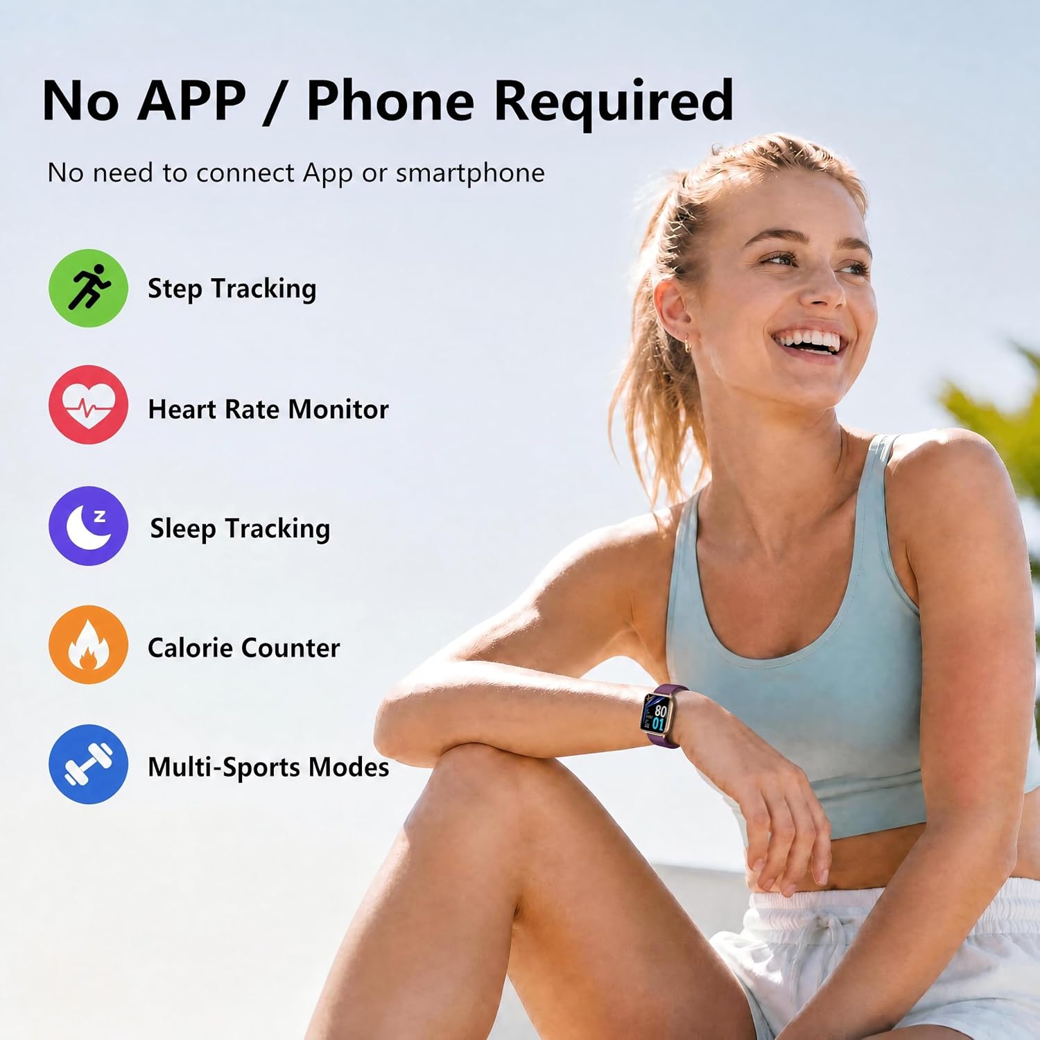 Fitness Tracker Watch with Heart Rate, No App No Phone Required, Pedometer 3 Fitness Tracker Watch with Heart Rate, No App No Phone Required, Pedometer — Overview